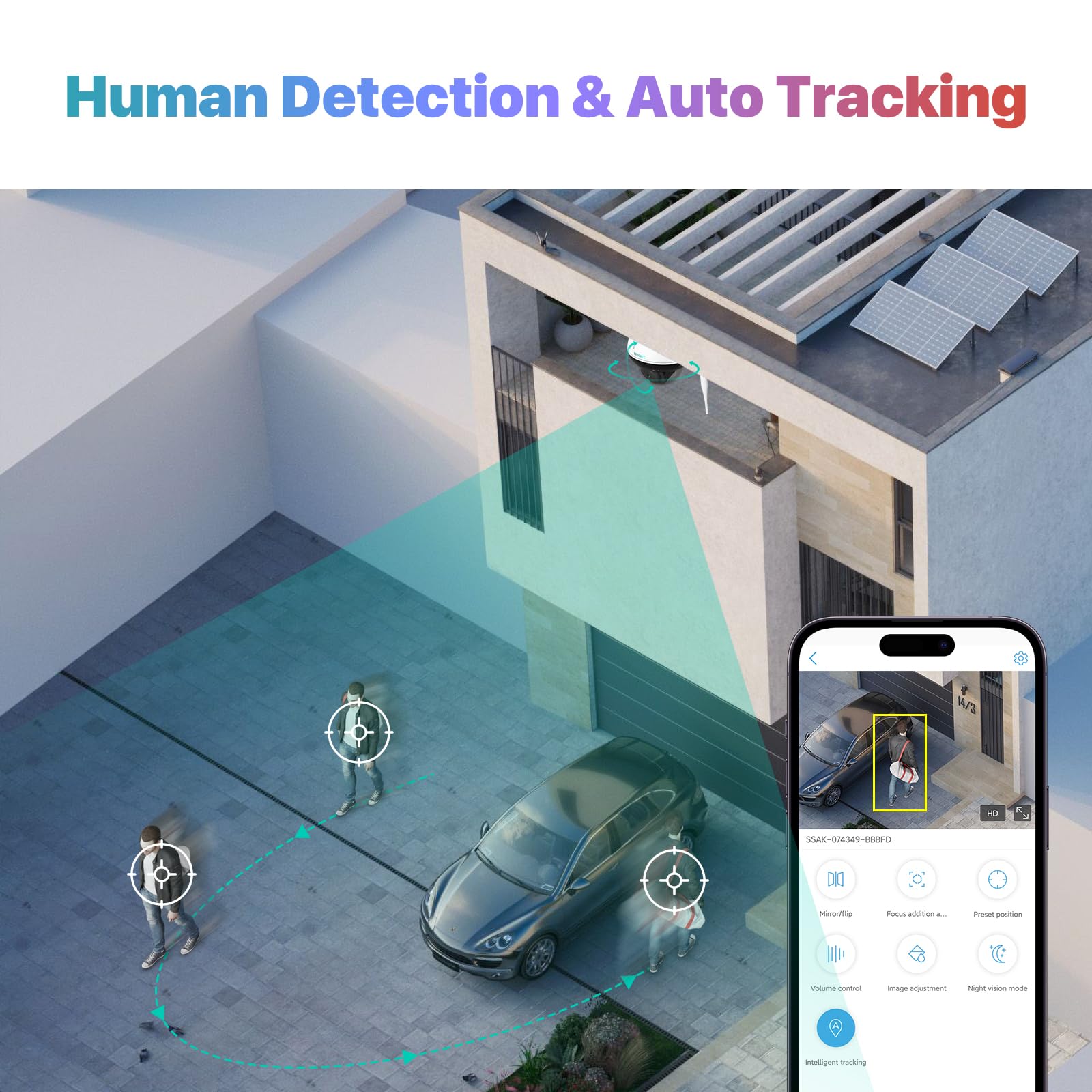 Sv3C 4K Ptz Wifi Security Camera Outdoor, 8Mp Wireless Ip Dome Camera Indoor With Humanoid Tracking, Infrared Hd Night Vision, 2