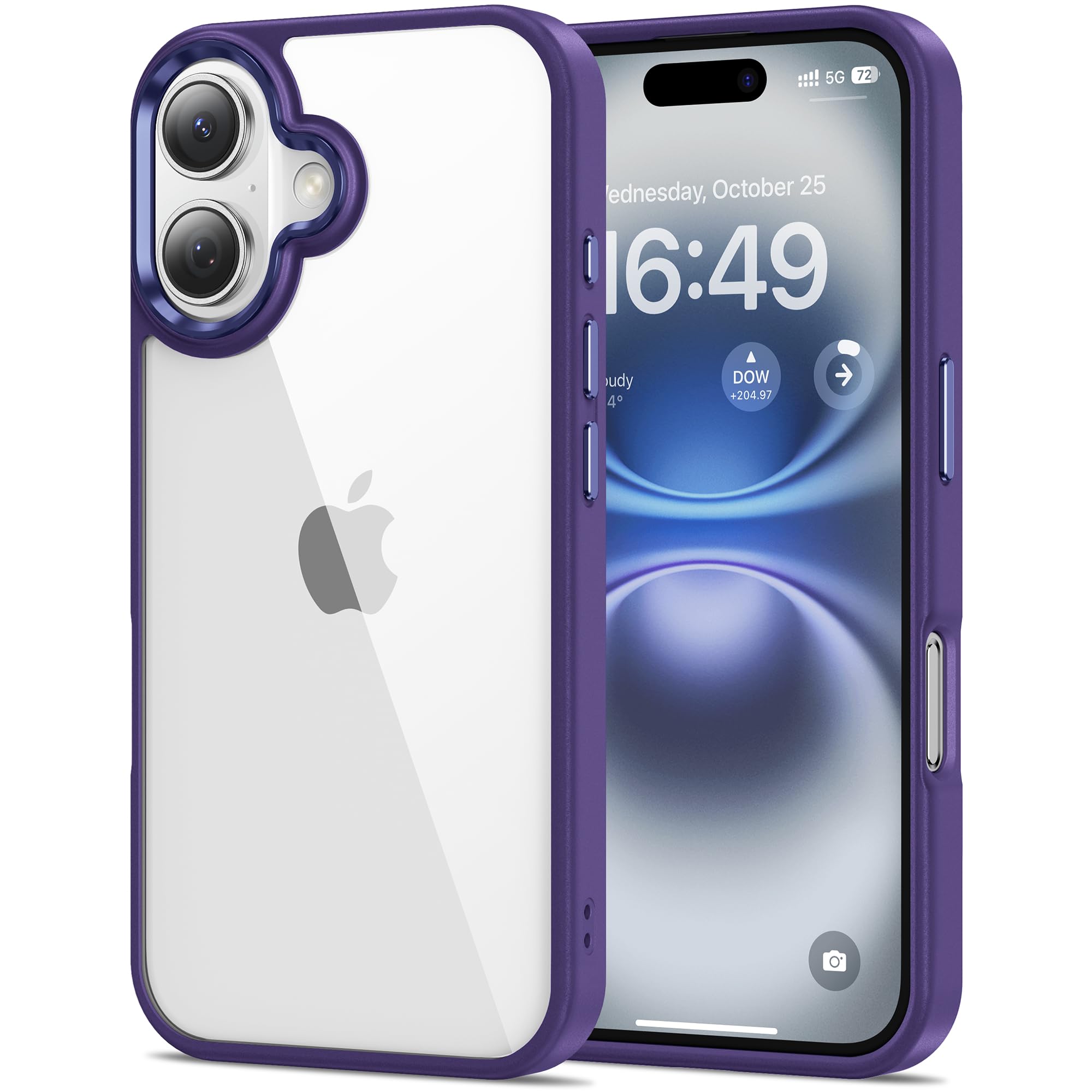 HOOMIL Case for iPhone 16 Plus 6.7-Inch, Non-Yellowing, Drop Protection, Anti-Scratch Transparent Hard Back Phone Cover - Dark P