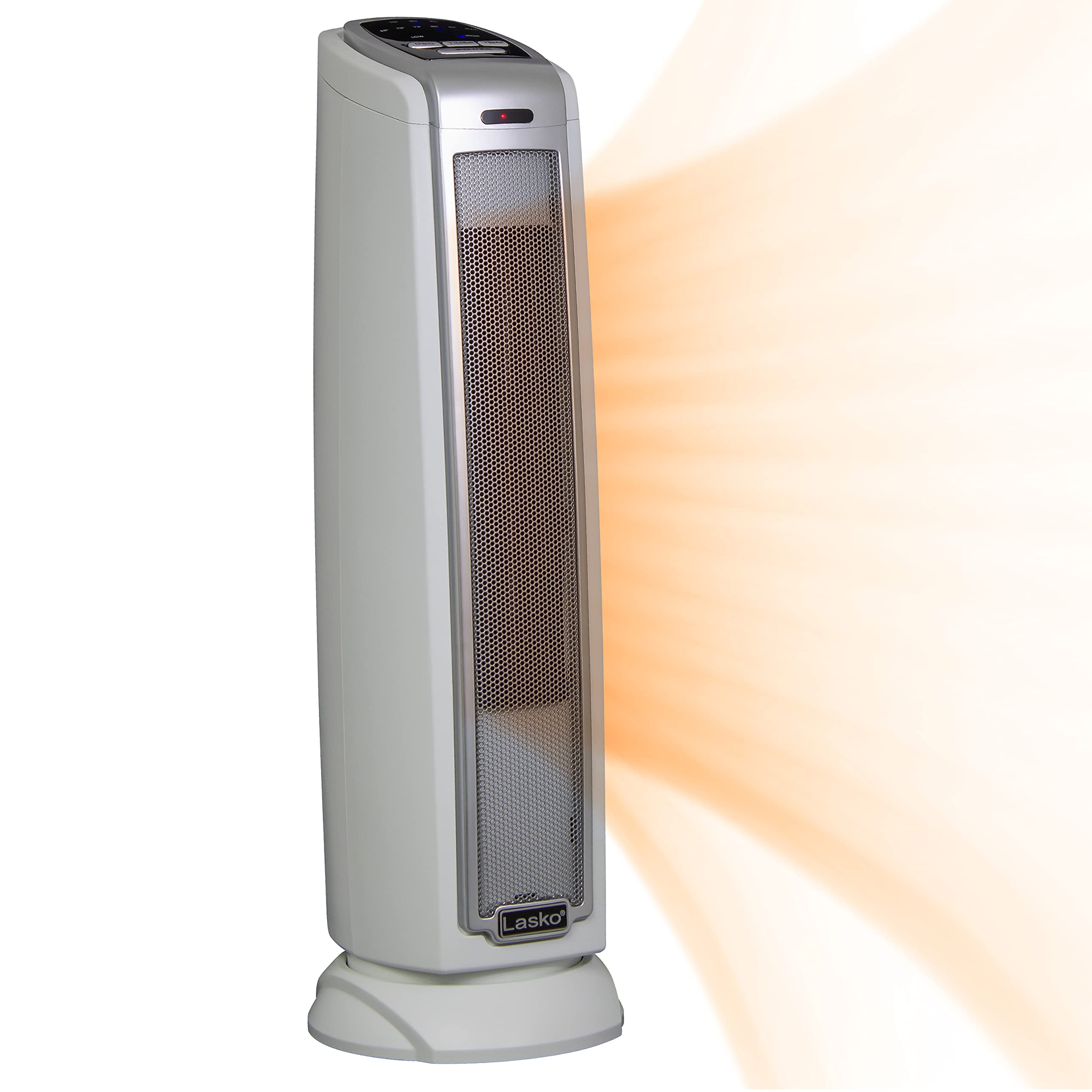 Lasko Oscillating Ceramic Tower Space Heater For Home With Overheat Protection, Timer, 22.5 Inches, Silver, 1500W, 5775, 7.5L X