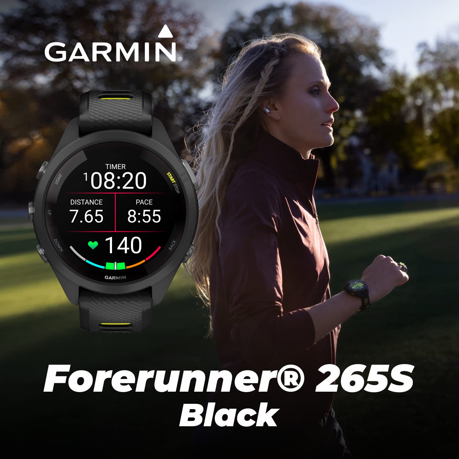 Wearable4U Garmin Forerunner 265S Music Gps Running 42 Mm Smartwatch, Black With Amoled 1.1In Touchscreen Display Black Earbuds