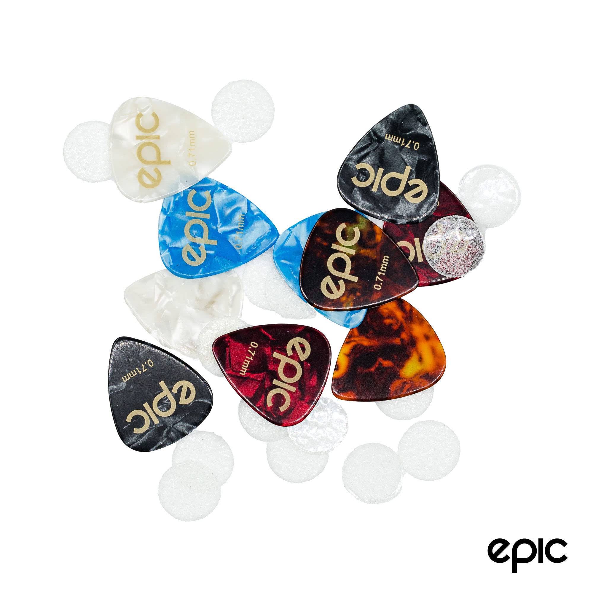 Epic Accessories 20 Pack Rough Surface Guitar Pick Grips Non Slip | Non Sticky | Stop Dropping Your Pick | Comes With 10 Medium