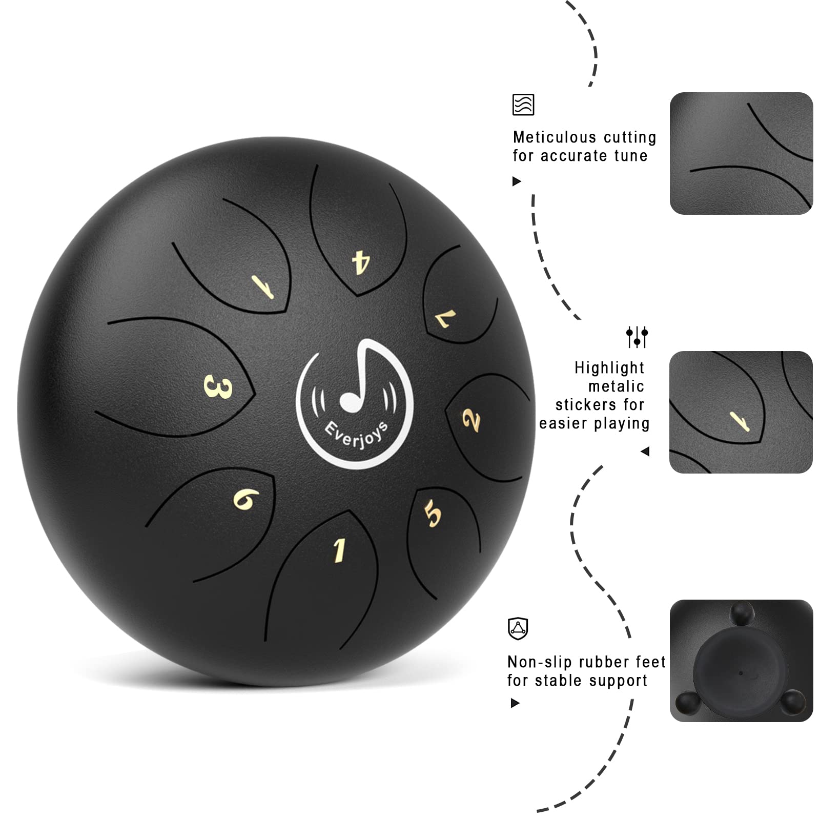 Steel Tongue Drum, 8 Notes 6 Inches C Key Handpan Drum Percussion Instrument W/Gig Bag, Music Book And Mallets For Beginner Medi