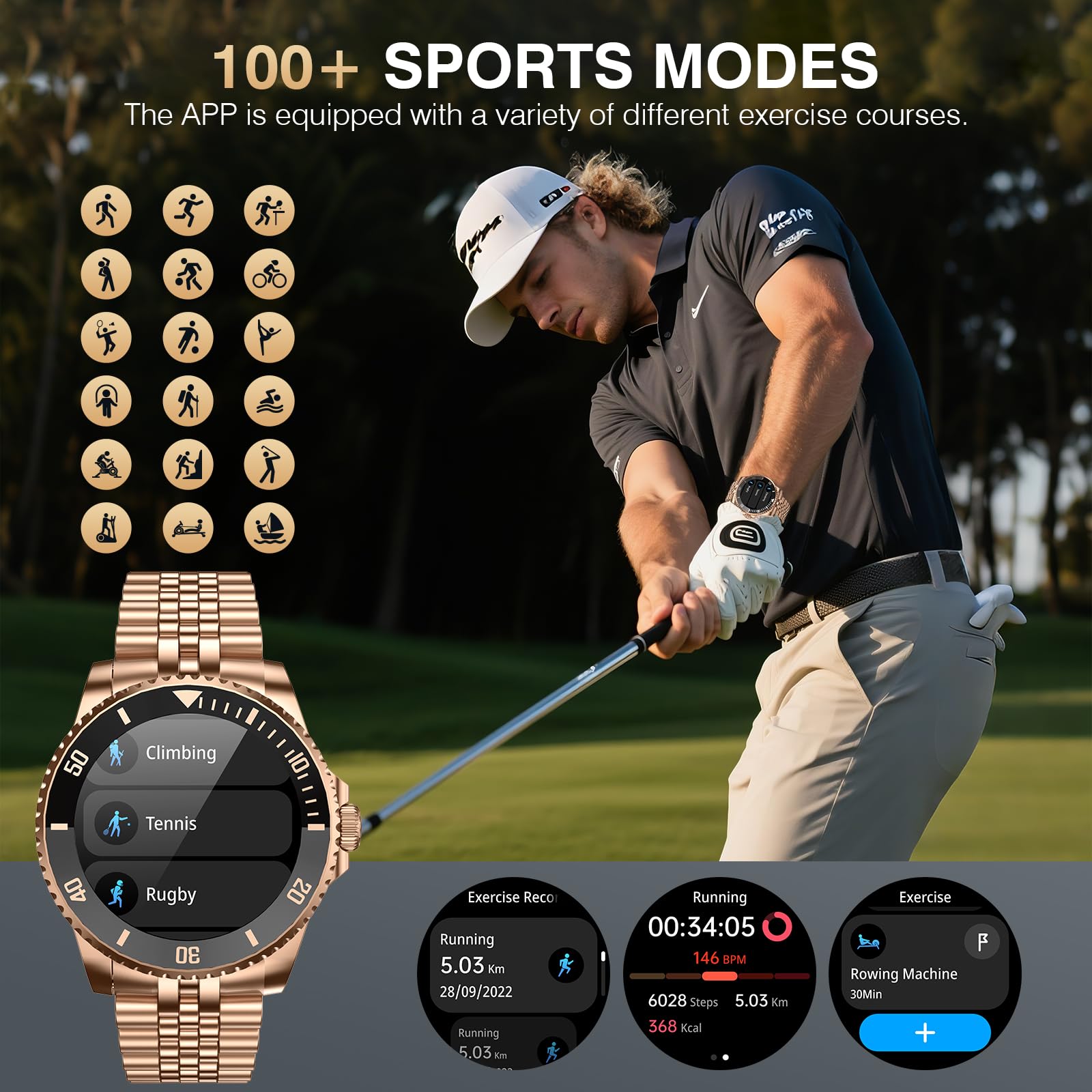 2025 Da Gpt Smart Watch, Deep Search, Heart Rate, Blood Pressure, Blood Oxygen, Sleep Monitor, 107 Sports Modes, Waterproof Roun