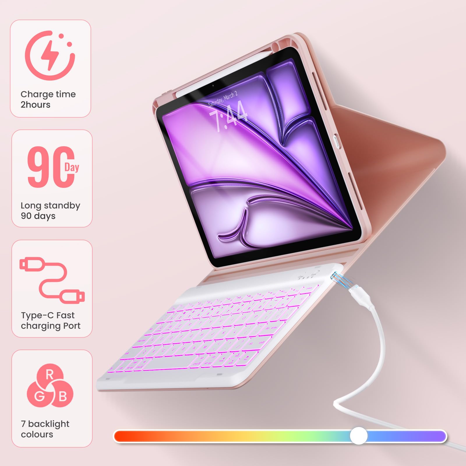 Oyeeice Keyboard Case For Ipad Air 6Th 11 Inch M2 2024, Air 5Th/ 4Th 10.9'' 2022/2020, Pro 11'' (4Th, 3Th Generation)  Detachabl