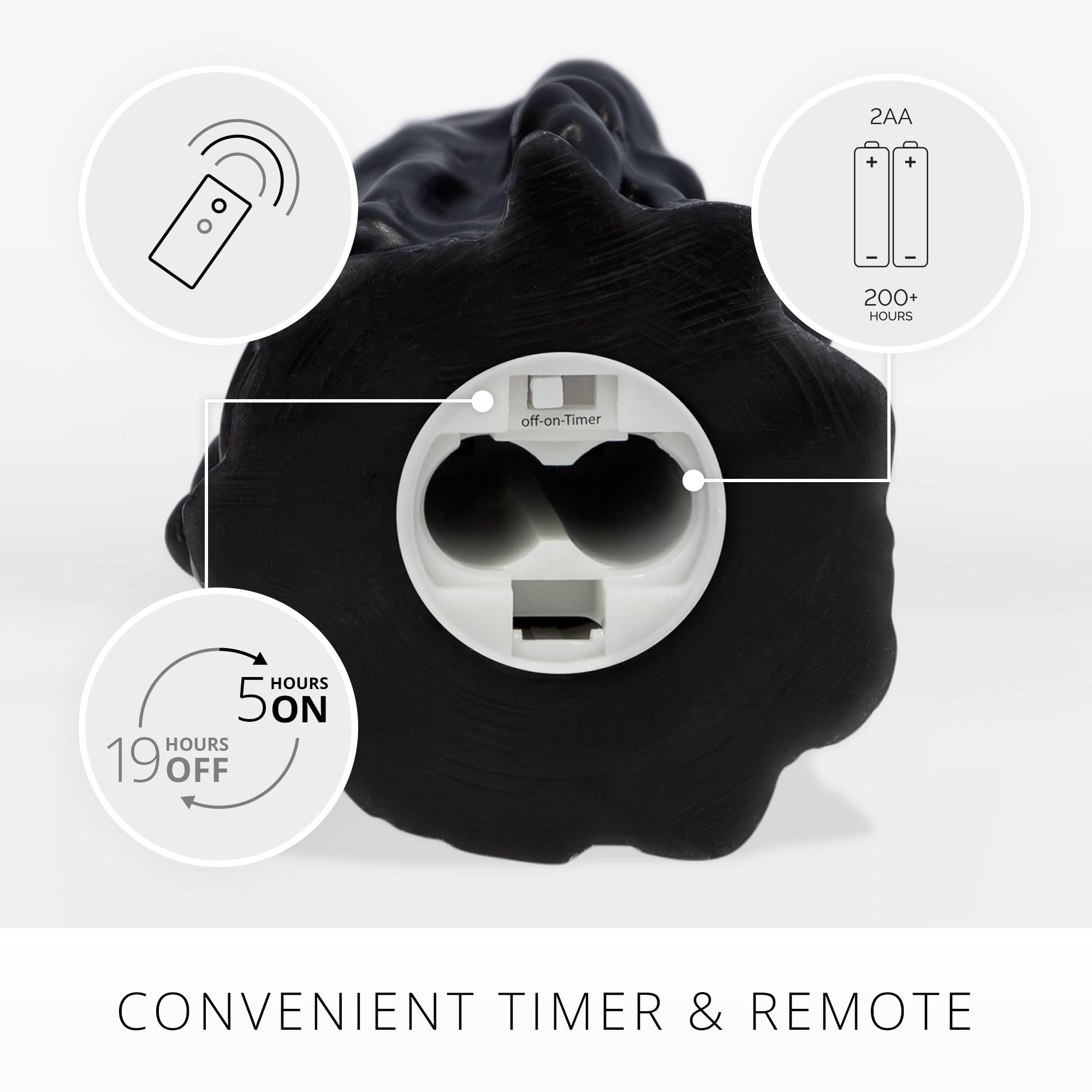 Luminara Black Heavy Wax Drip Flameless Candle Heavy Dripped Led Pillar Real Wax Unscented Dripped Edge, Timer Function (3.4 X 4