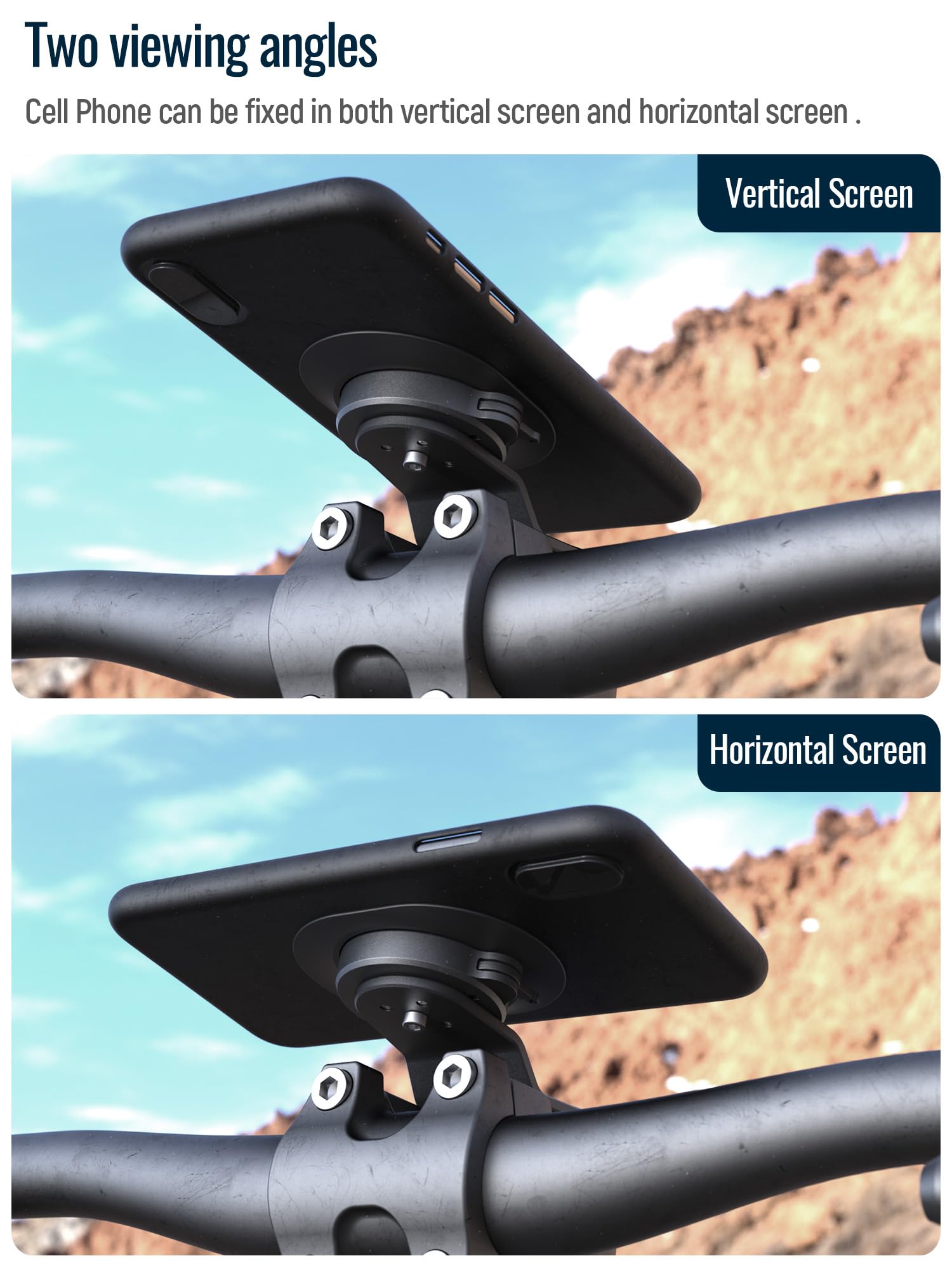 Sincetop Bike Phone Mount,Mountain Bicycle Stem Phone Holder,Aluminum Handlebar Cell Phone Clamp,Gravel/Mtb/Road E-Bike Cycling