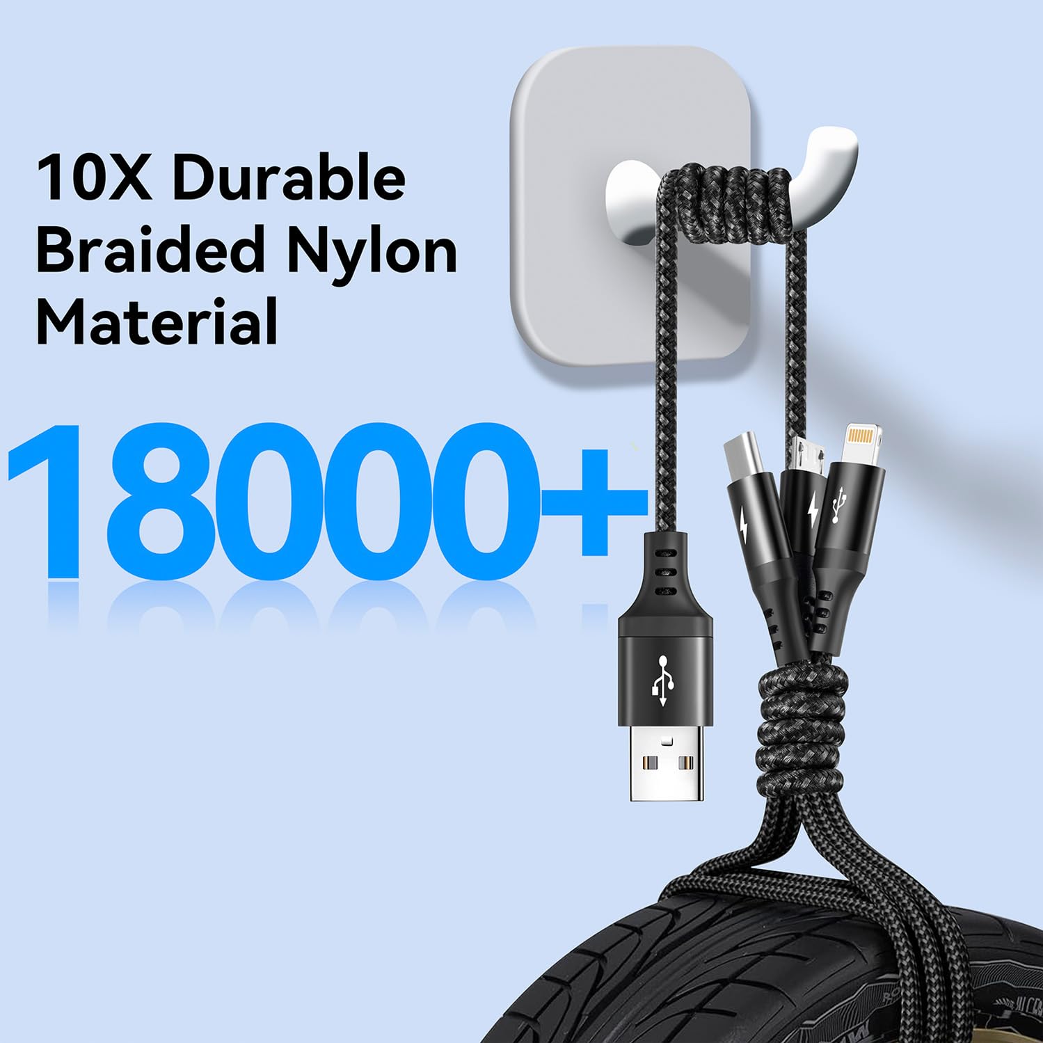 Uzahsk 2Pack Multi Charger Cable [3.5A/6Ft] 3 In 1 Braided Usb Fast Charging Cable With Ip/Type C/Micro Usb Ports Adapter For Ph