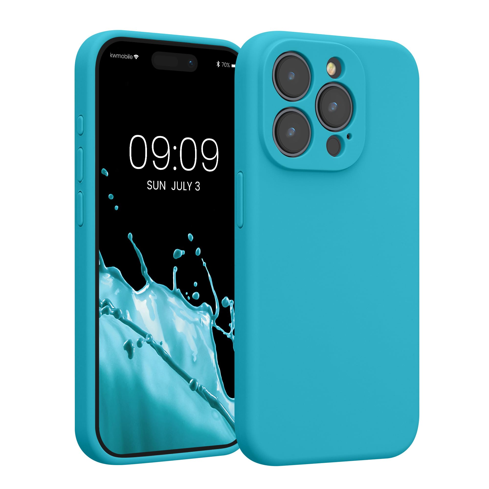 kwmobile Case Compatible with Apple iPhone 15 Pro Case - Slim TPU Silicone Phone Cover - Soft Touch Finish - Cool Glacier