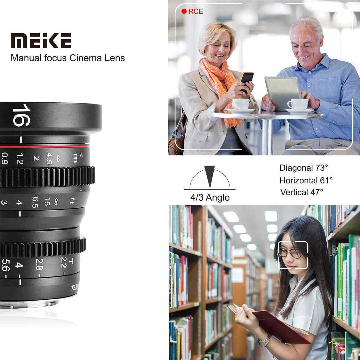 Meke 16Mm T2.2 Large Aperture Manual Focus Prime Low Distortion 4K Mini Cine Lens For Micro Four Thirds M4/3 Mft Compatible With