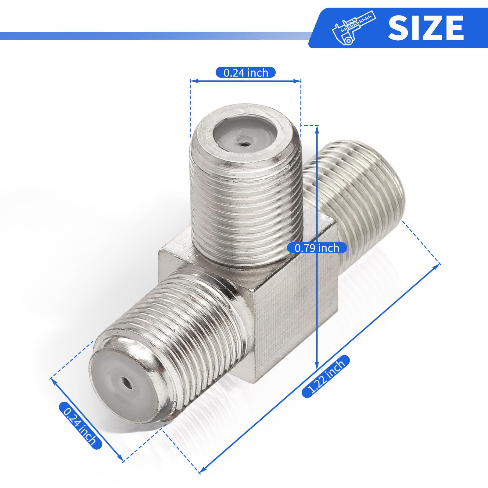Wlaniot F Type Splitter 3 Way F Type Female To 2 Female Coaxial Connector Adapter T Shape For Tv Video Vcr Antenna Tv Cable Sate