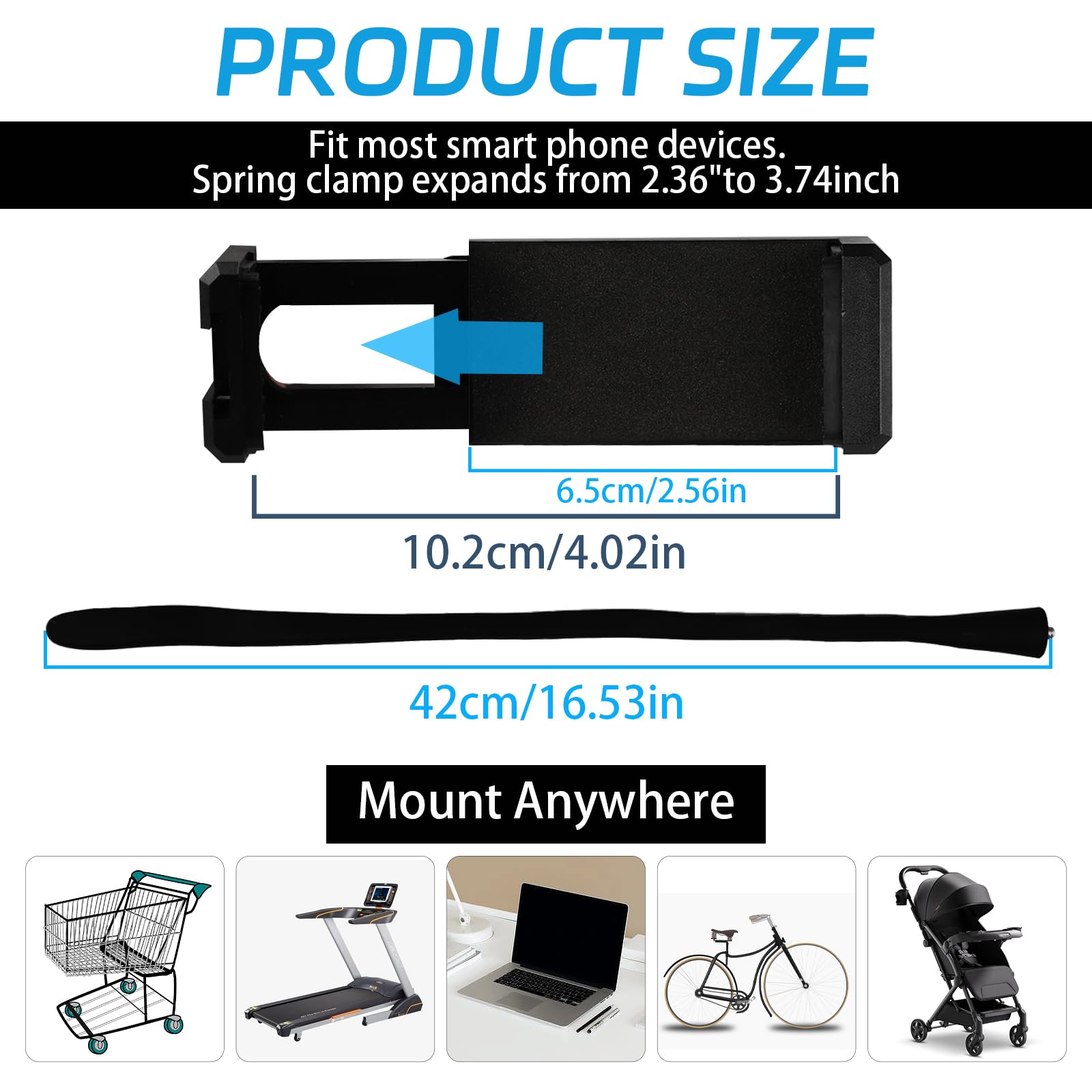 Llmsix Stroller Phone Holder Portable Cell Phone Holder Stroller Phone Mount With Non-Slip Flexible Arm Flexible Phone Holder St