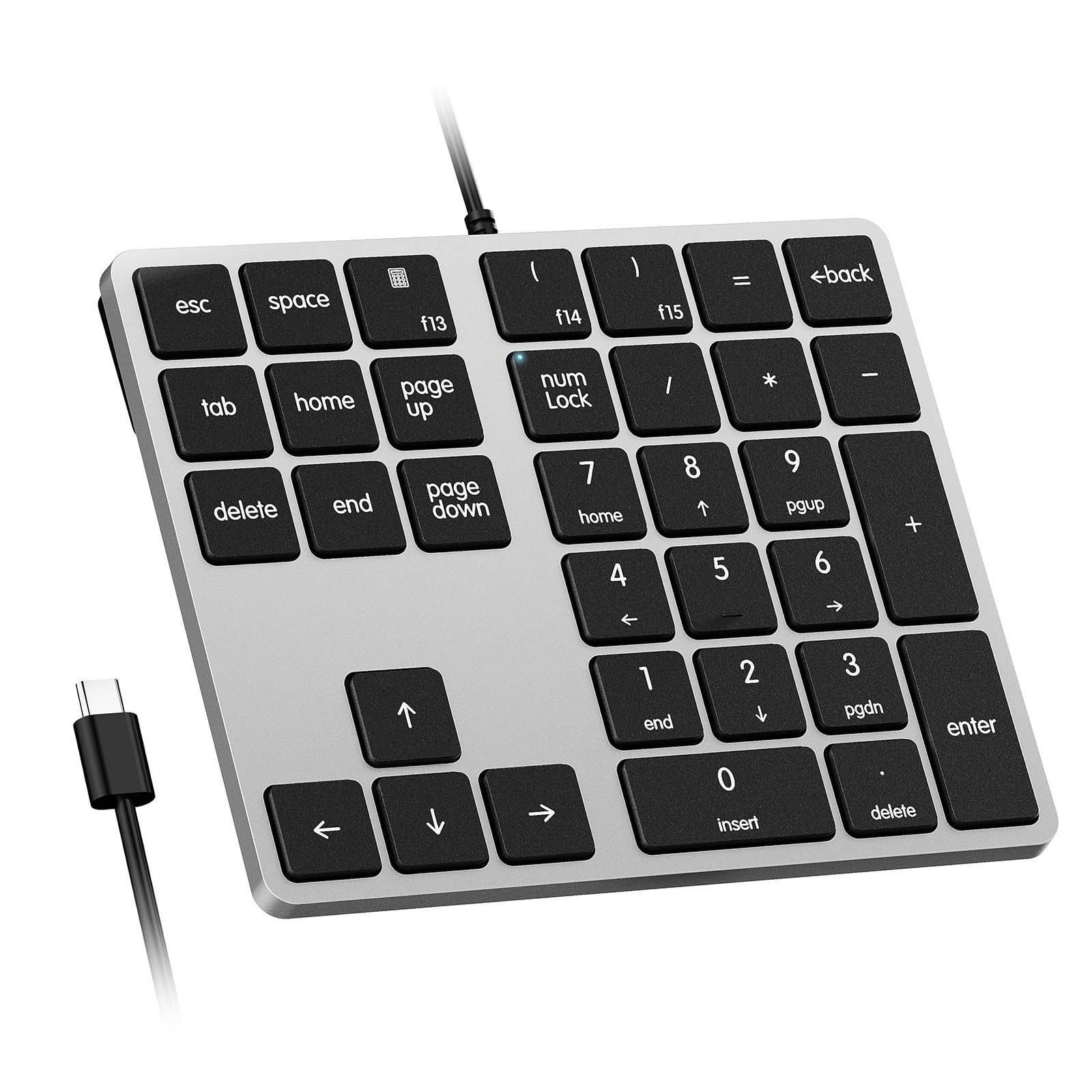 Kisnt Wired Usb C Number Pad, 34 Key Numeric Keypad Slim Type C Numpad Portable 10 Key Usb Keypad For Laptop, Apple Mac Imac Mac