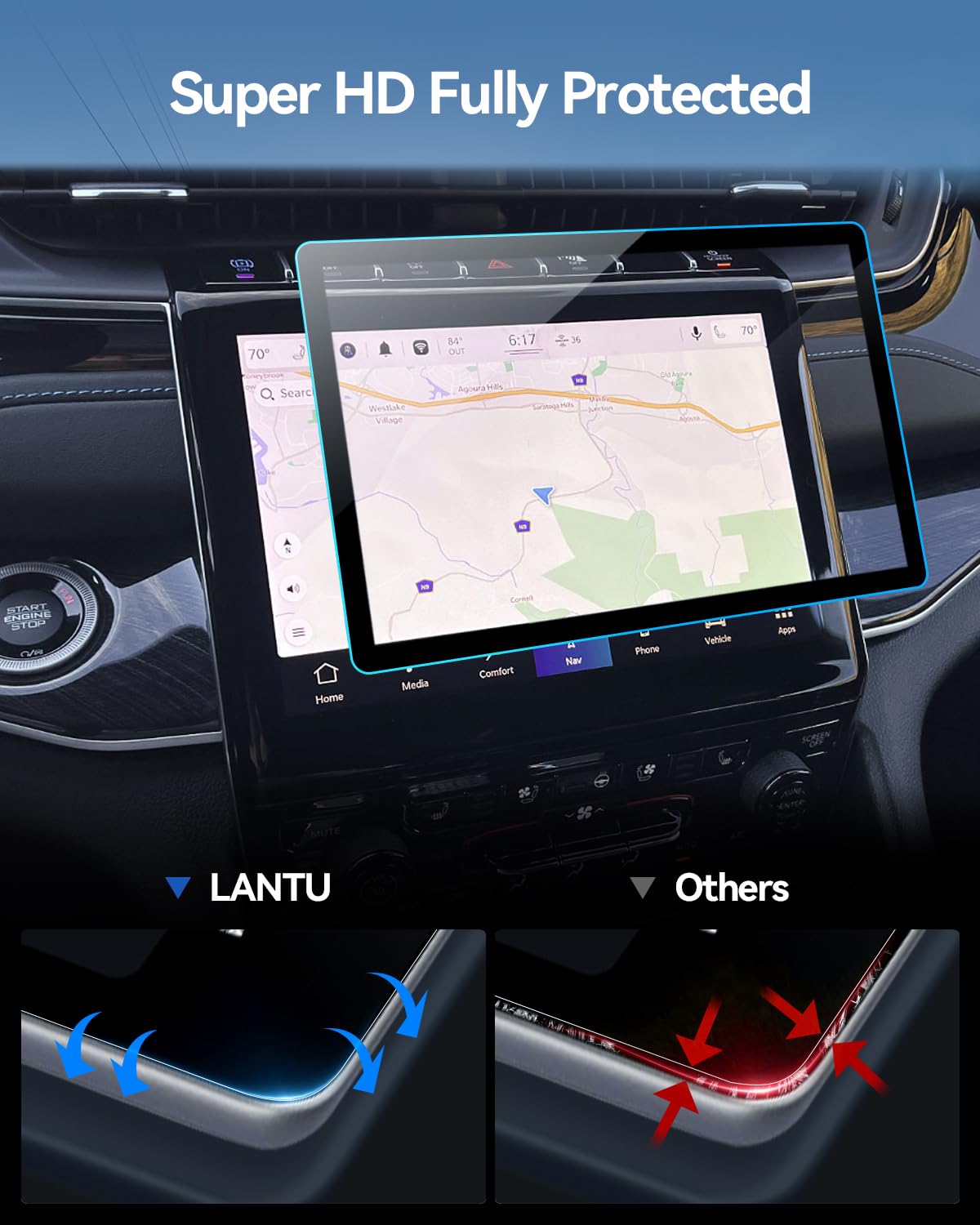 Lantu Car Screen Protector For 2023 2024 Grand Cherokee L 4Xe, Limited, Overland Accessories Navigation Touchscreen Protector Fi