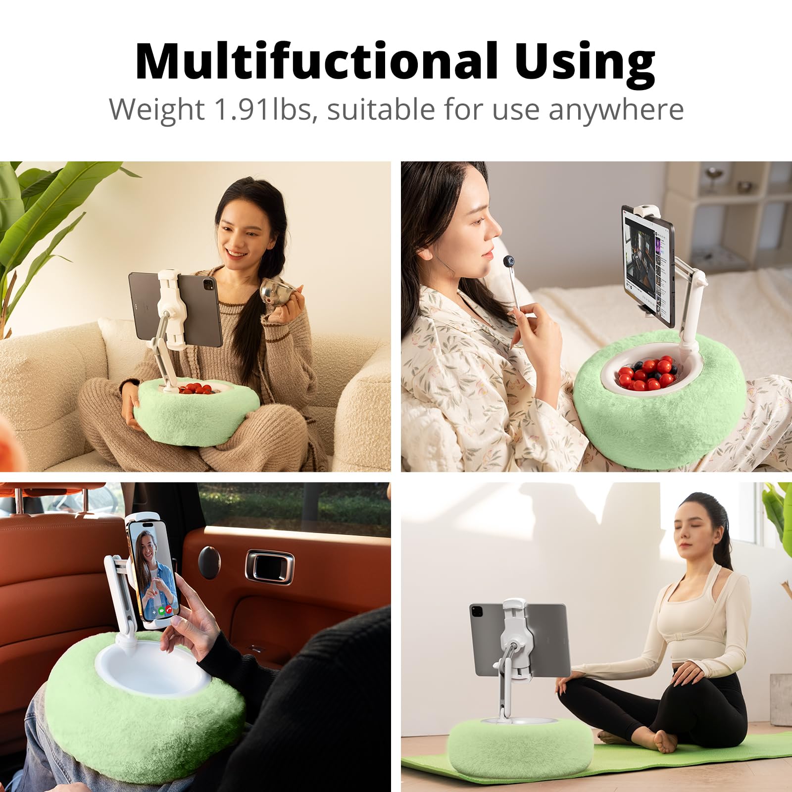 Supedesk Tablet Pillow Stand For Reading, Adjustable Tablet Pillow Stand For Lap With Detachable Bowl, Fits 4.7'' 13'' Kindle/Ph