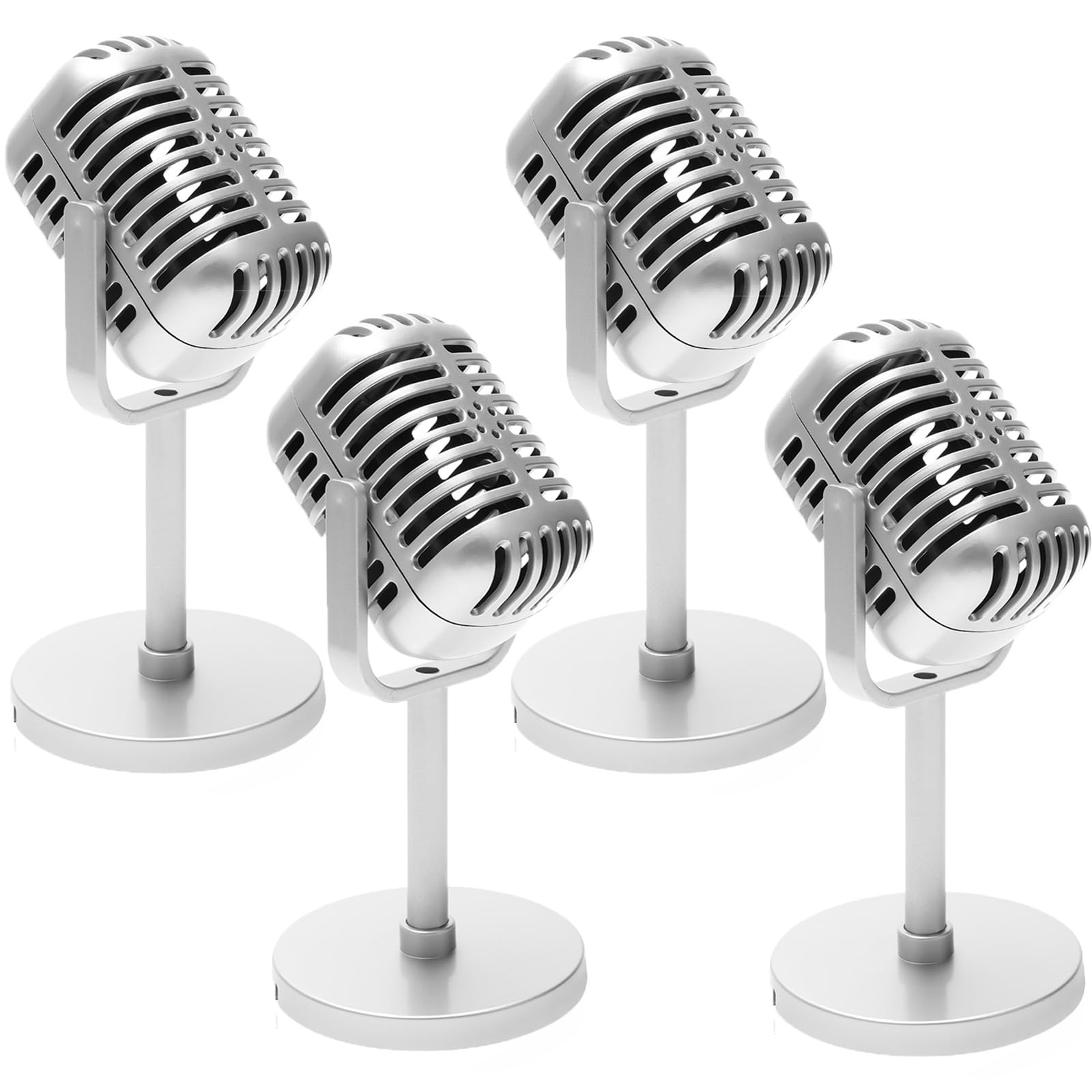 Windspeed 4Pack Retro Microphone Props Model, Antique Microphone Prop For Vintage Microphone Prop With Stand For Party Decoratio