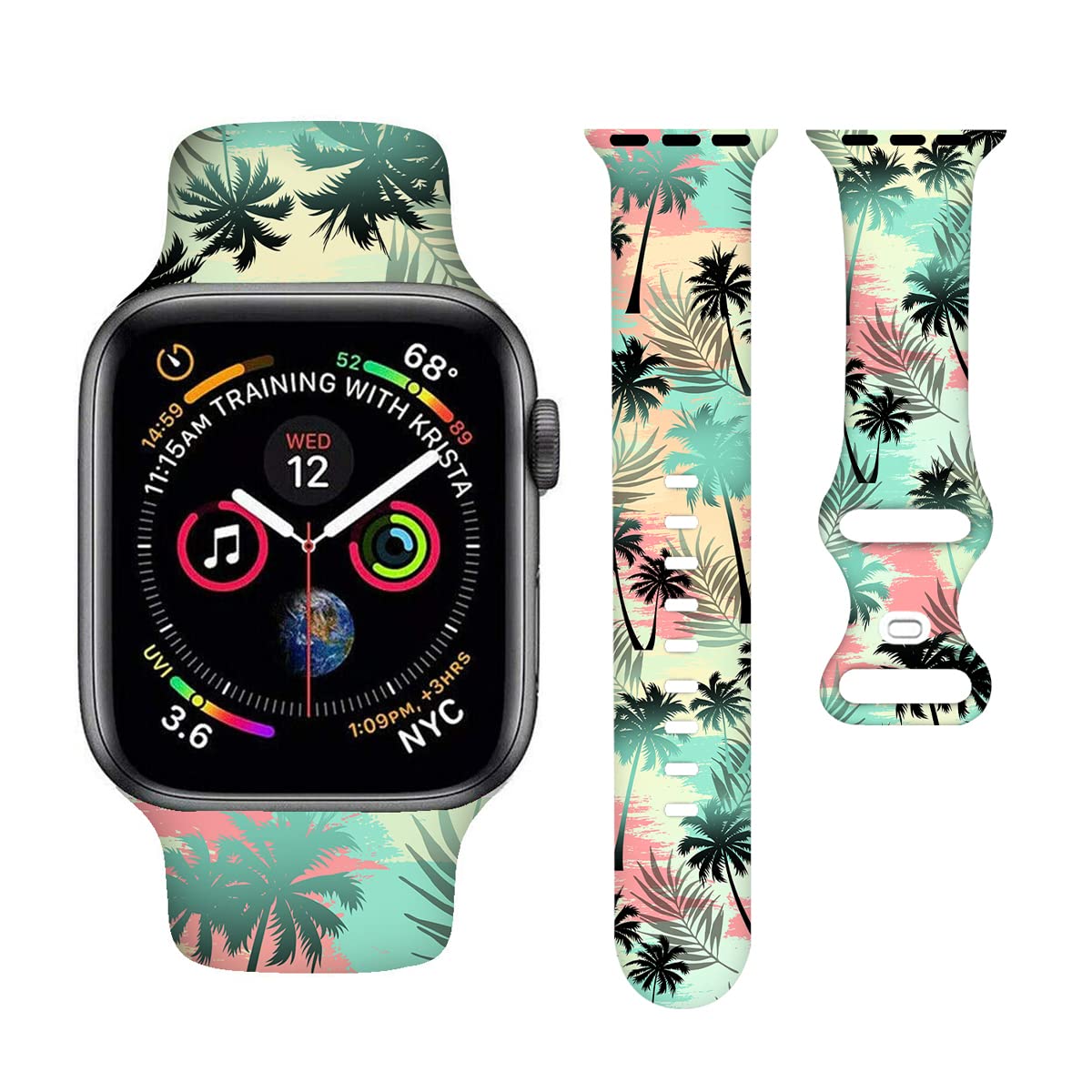 Bacdoilq Palm Tree Smartwatch Bands Summer Wristband Compatible With Watch 38Mm 40Mm 41Mm Soft Silicone Strap Replacement For Se