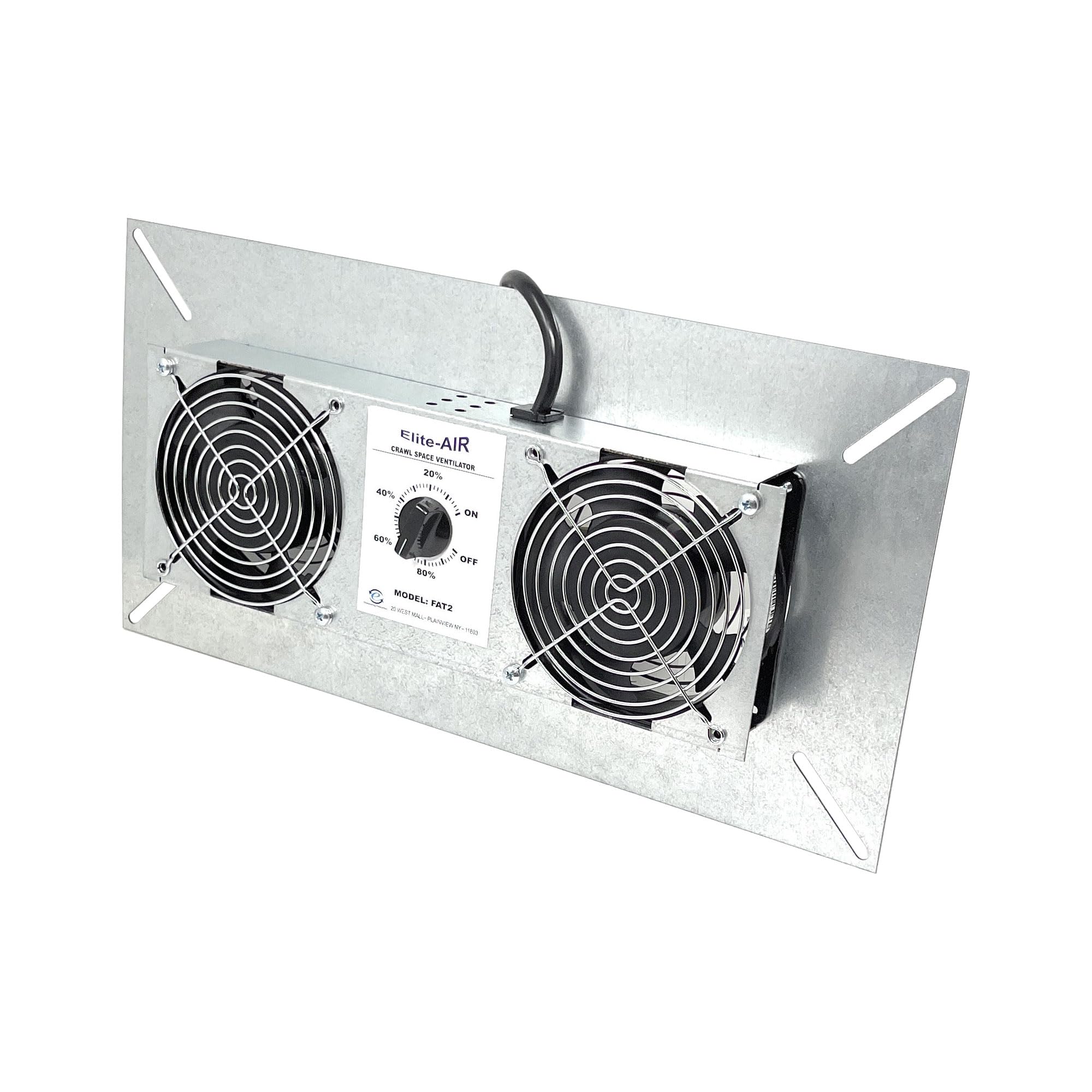 Elite Replacement Parts   Elite Air Fat2 220 Cfm Dual Fan Crawl Space Ventilator With Dehumidistat