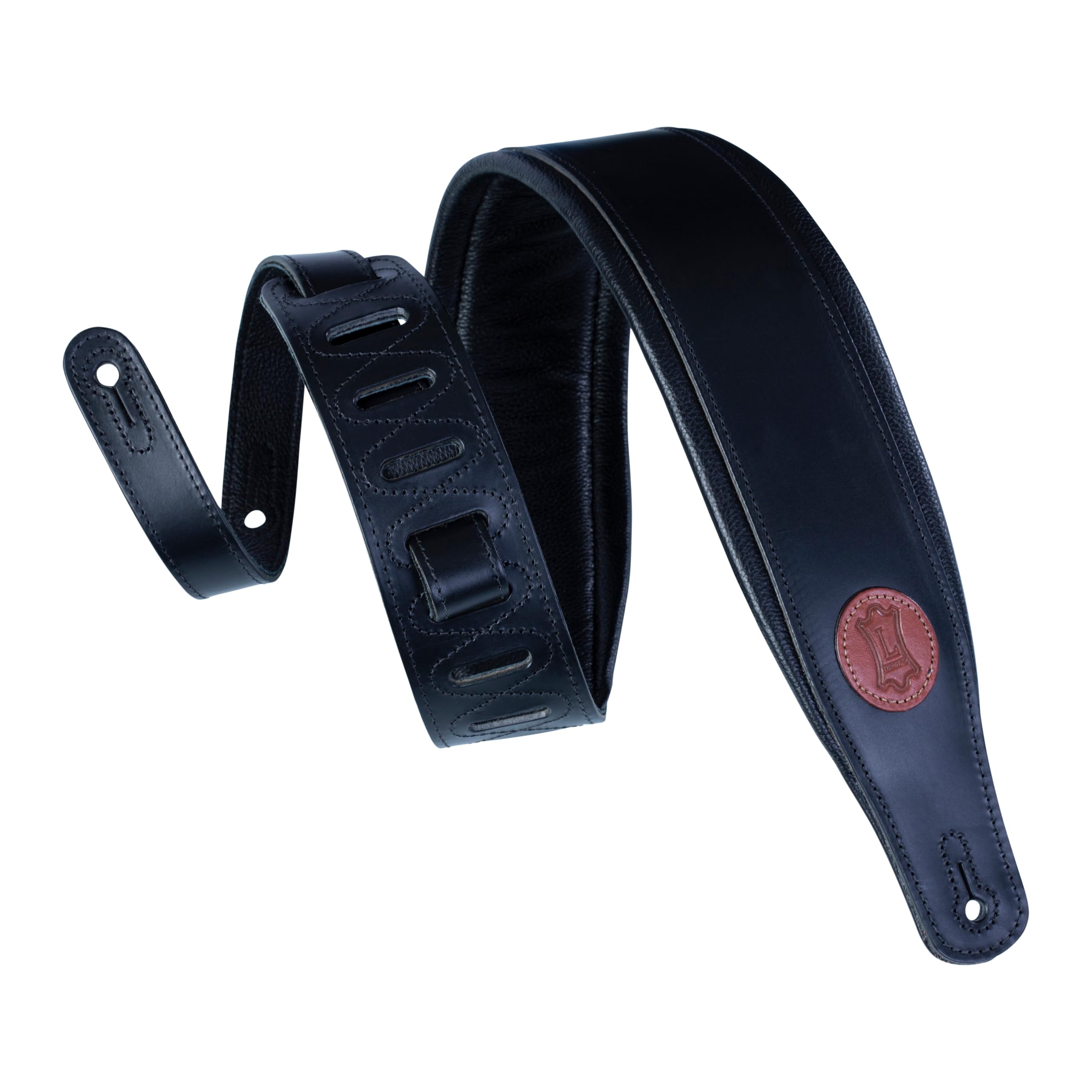 Levys MSS1 VegTan Leather Guitar Strap  Black