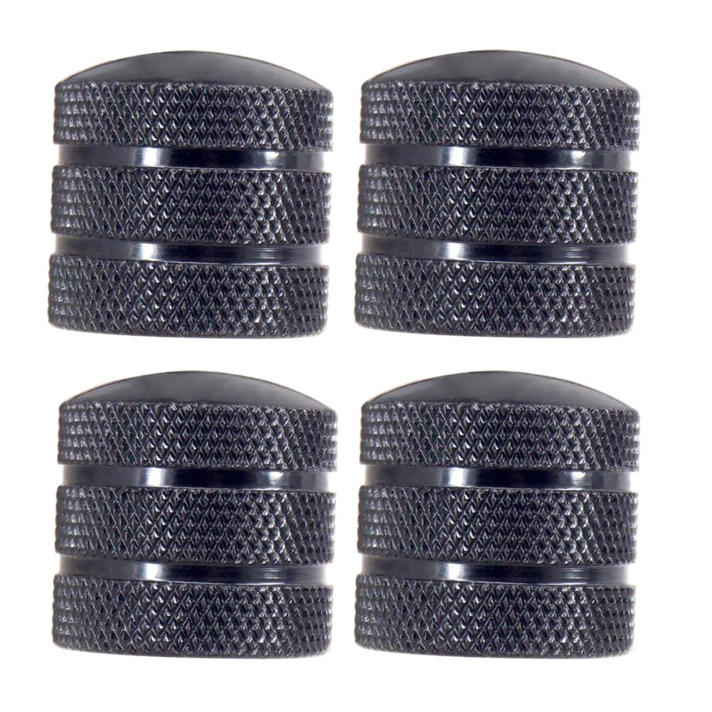 Jd Electric Guitar Bass Dome Knobs Metal Volume Tone Control Knobs Turn Buttons O Ring Pack Of 4 (Black)