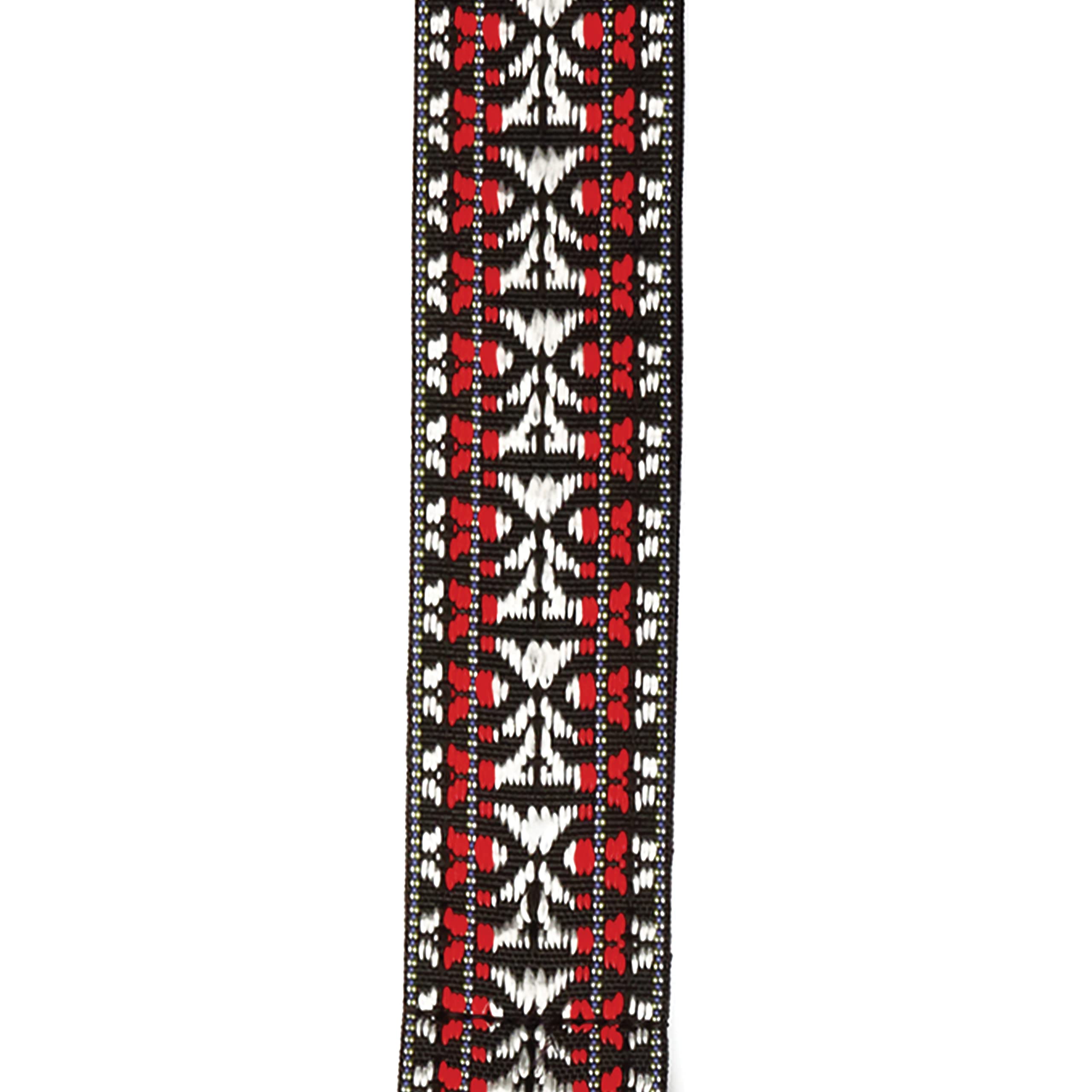Daddario Accessories Banjo Strap With Clips - Strap For Banjo - Banjo Accessories - Woven, Hootenanny - Red And Silver, Adjusta