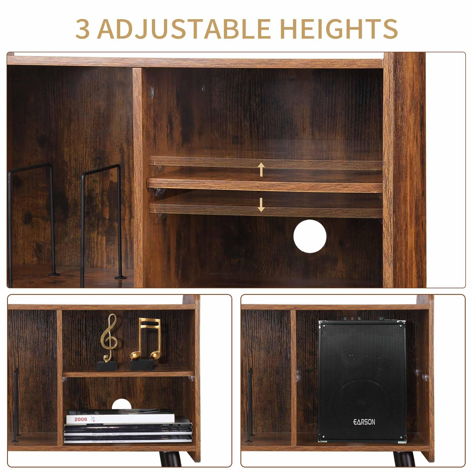 Possile Record Player Stand With Vinyl Record Storage, Mid Century Turntable Stand For Living Room Bedroom Office, Record Player