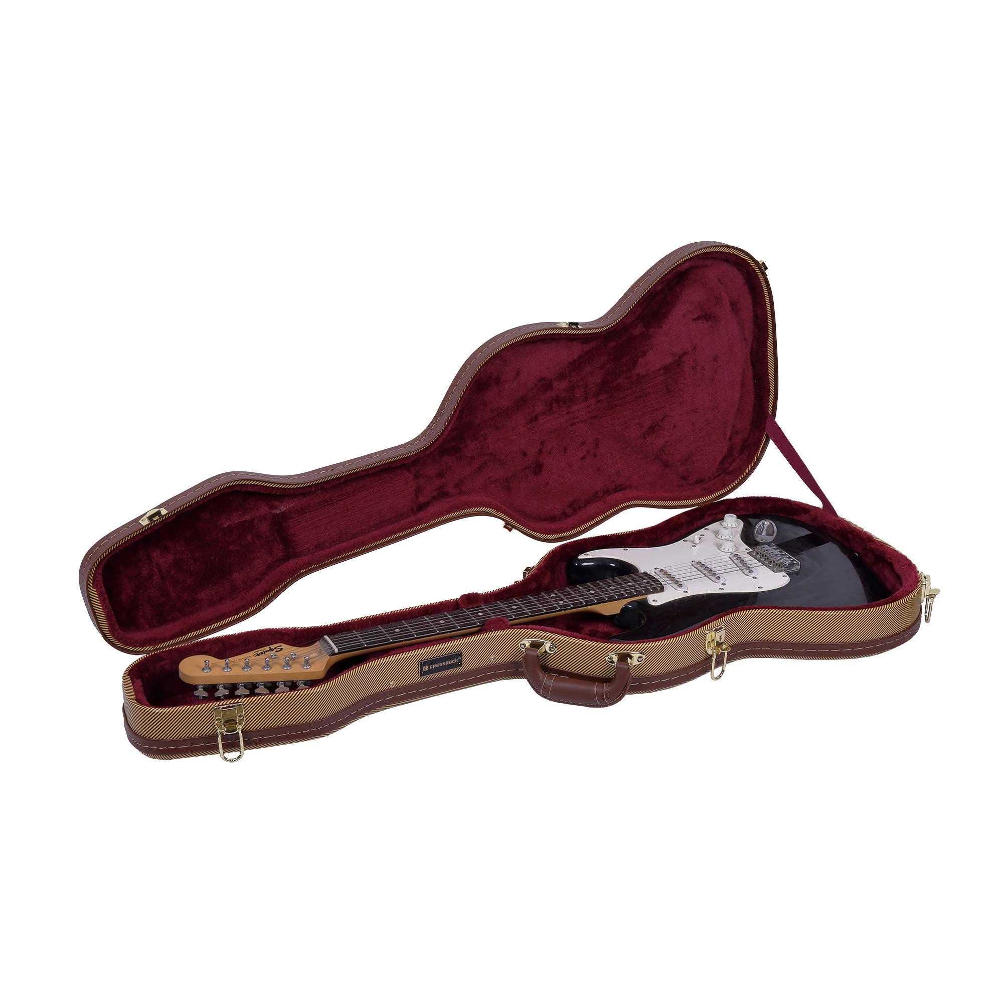 Crossrock Electric Guitar Case Fits Telecaster And Stratocaster Style Guitars Vinyl Tweed(Crw600Sttw)