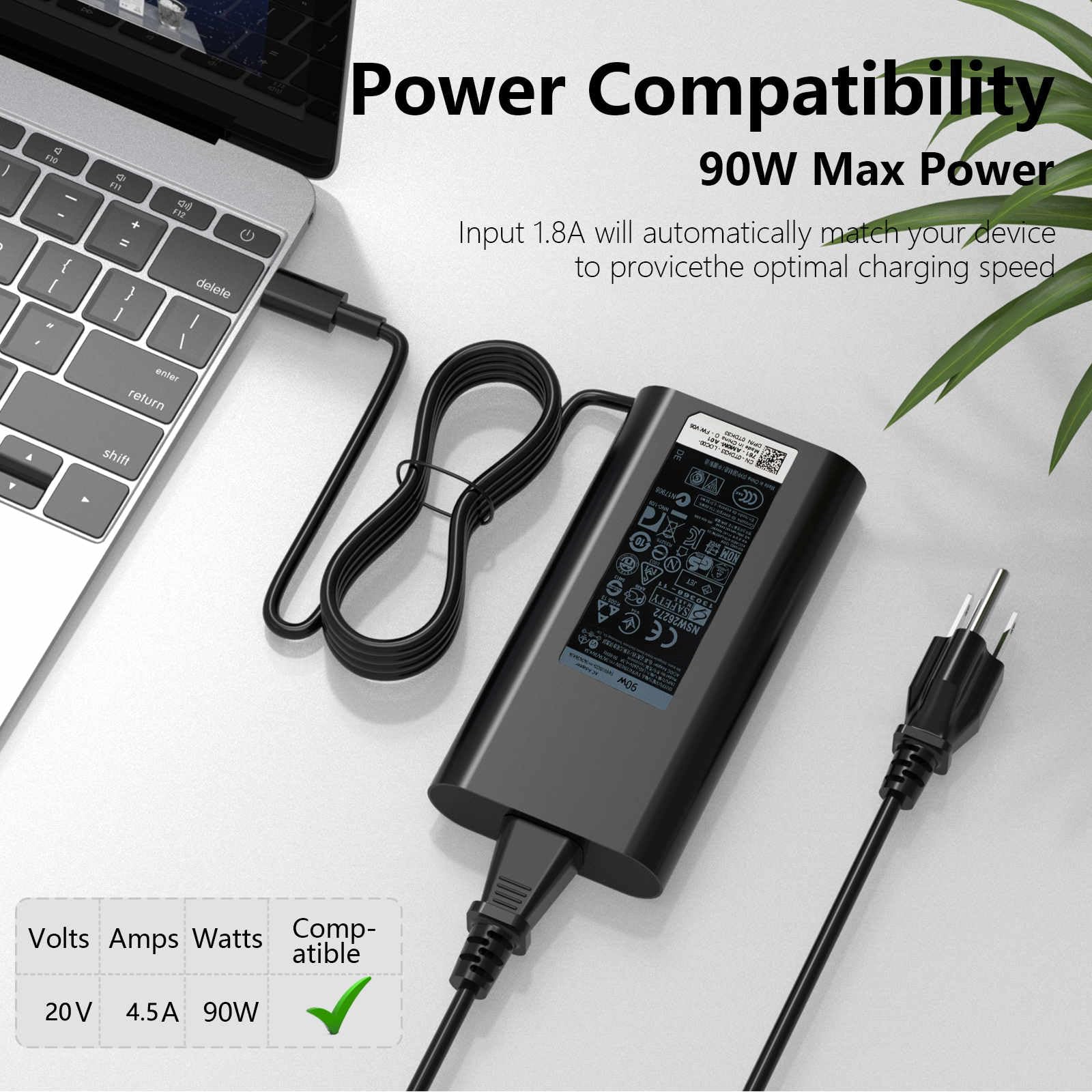 90W Usb C Ac Charger For Original Dell Latitude 3400,3500, 5289,5300 2In1,7400 2In1,7300, 7390 2In1, 7200 2In1,9410 2 In 1,9510,
