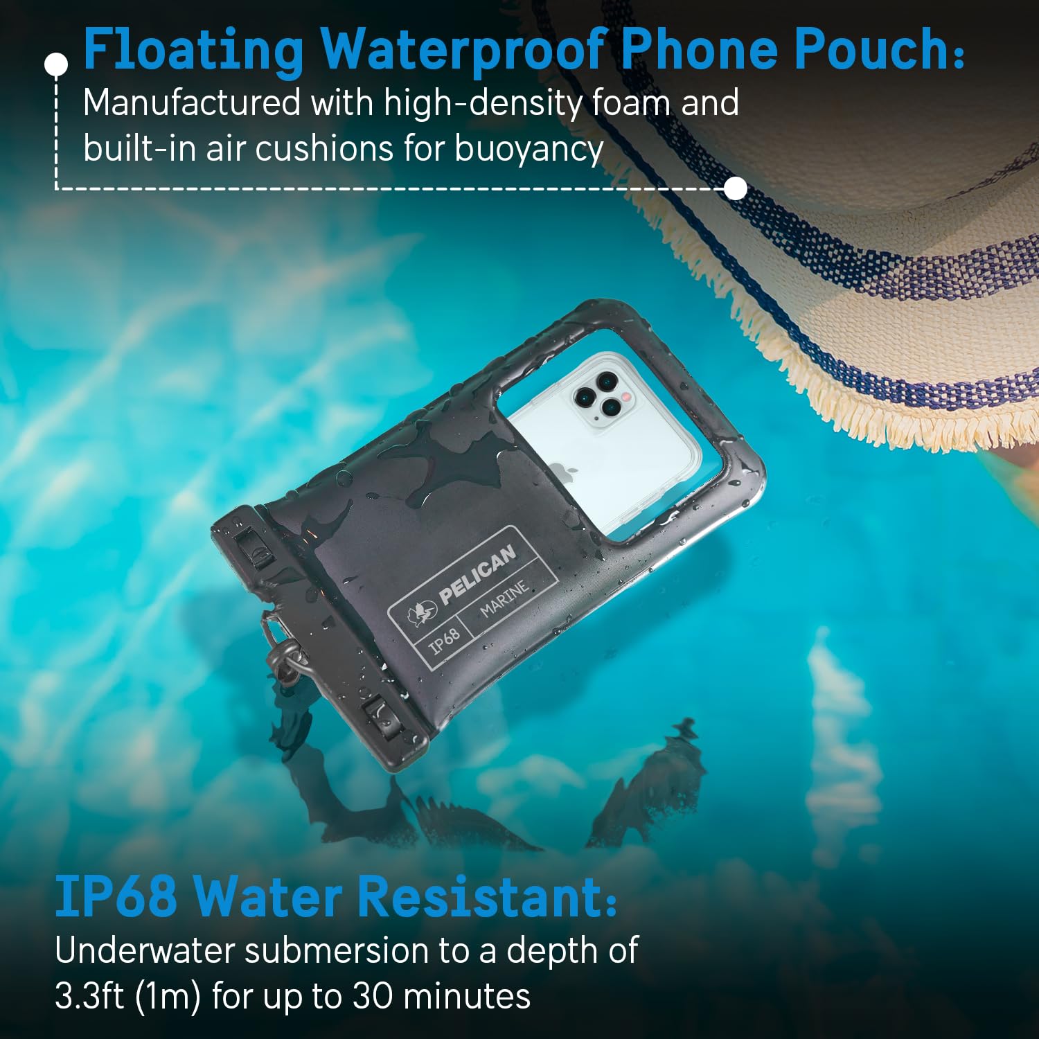Pelican Marine   Ip68 Waterproof Phone Pouch / Case (Xl Size)   Floating Waterproof Phone Case For Iphone 16 Pro Max/Iphone 15 P