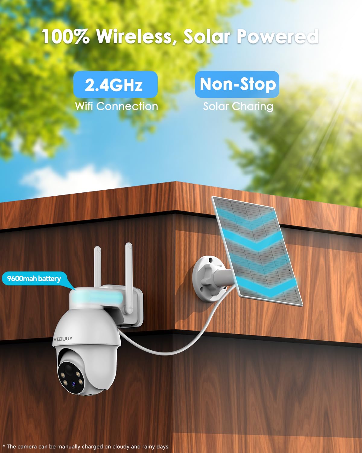 Viziuuy 5Mp Solar Security Camera Outdoor, Wireless Battery Powered Security Camera With 360View, Pan And Tilt, Color Night Visi