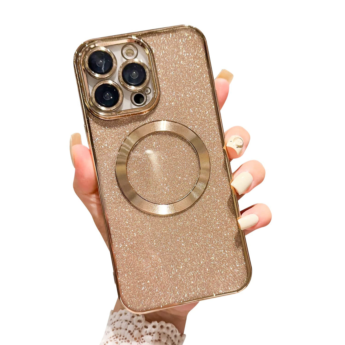 Fycyko Case For Iphone 12 Pro Max Compatible With Magsafe,Bling Luxury Glitter For Iphone 12 Pro Max Case Magnetic With Camera P