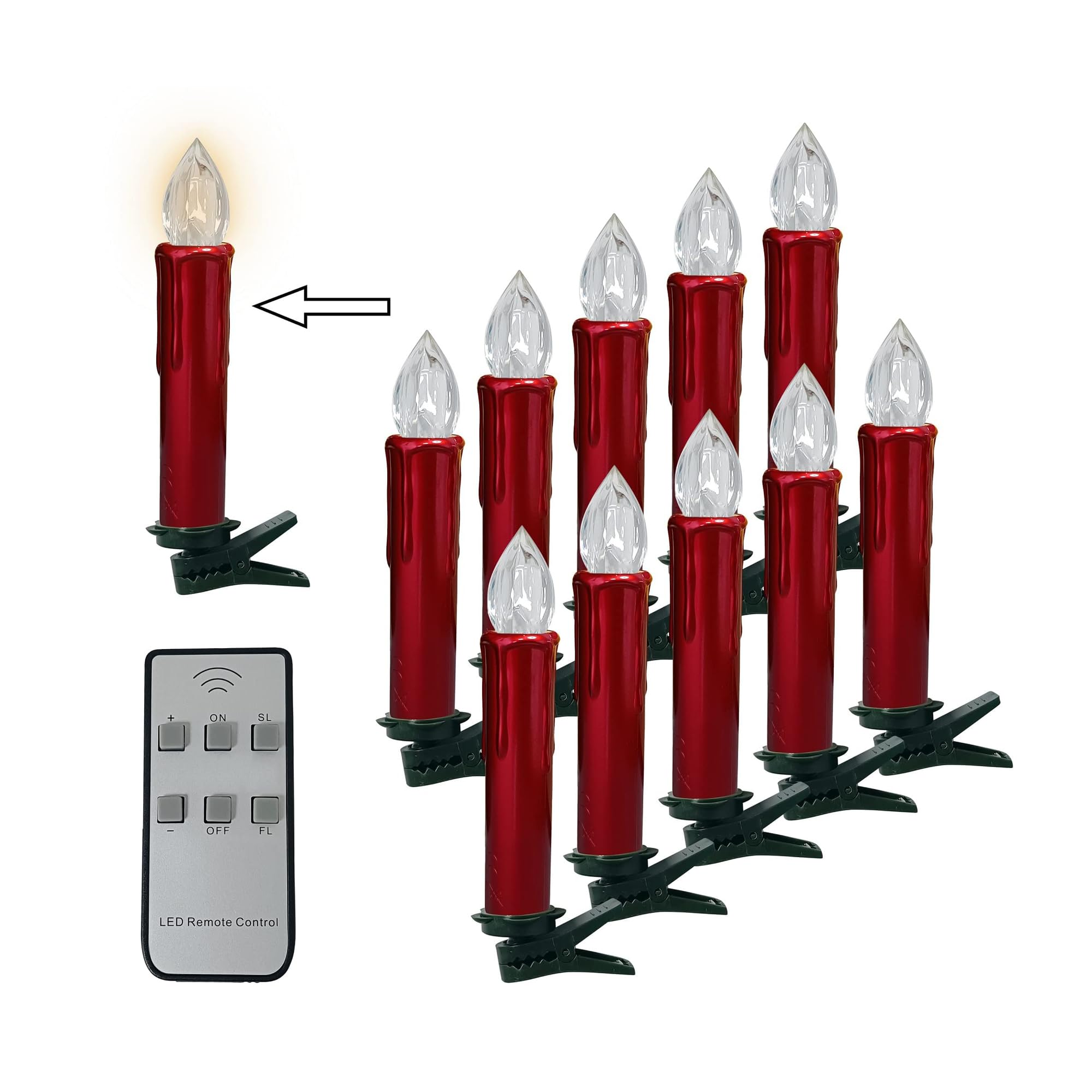 Gedengni Candlesticks LED Taper Candle,Red Remote LED Candle Sticks Battery Operated Chandelier Flameless Candles with Clip,Flic