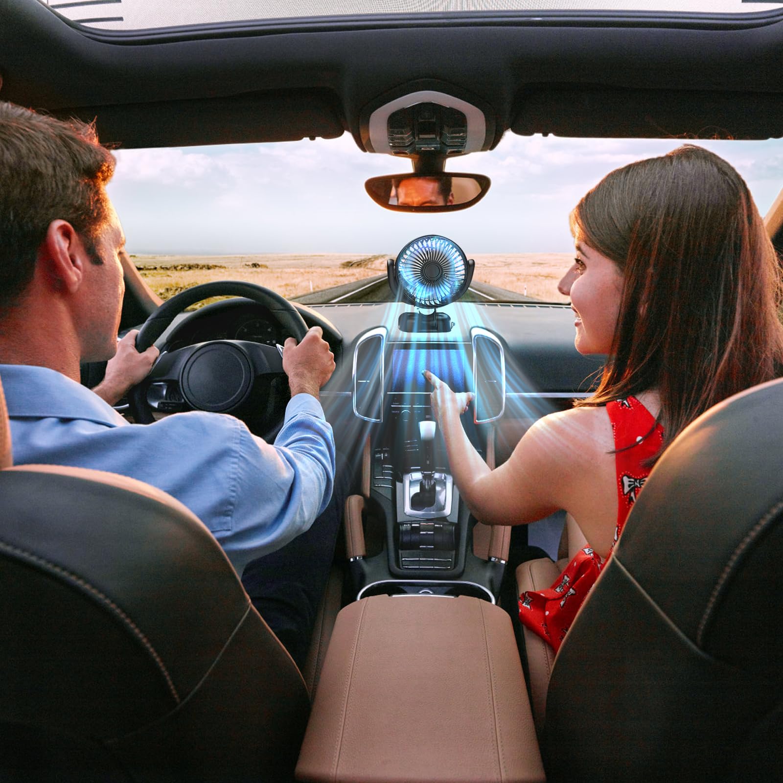 Rainyanunite Car Fan   2024 New Portable Folding Fan With 360 Rotate,Brushless Motor,Strong Wind Air Circulation,Multiple Uses (