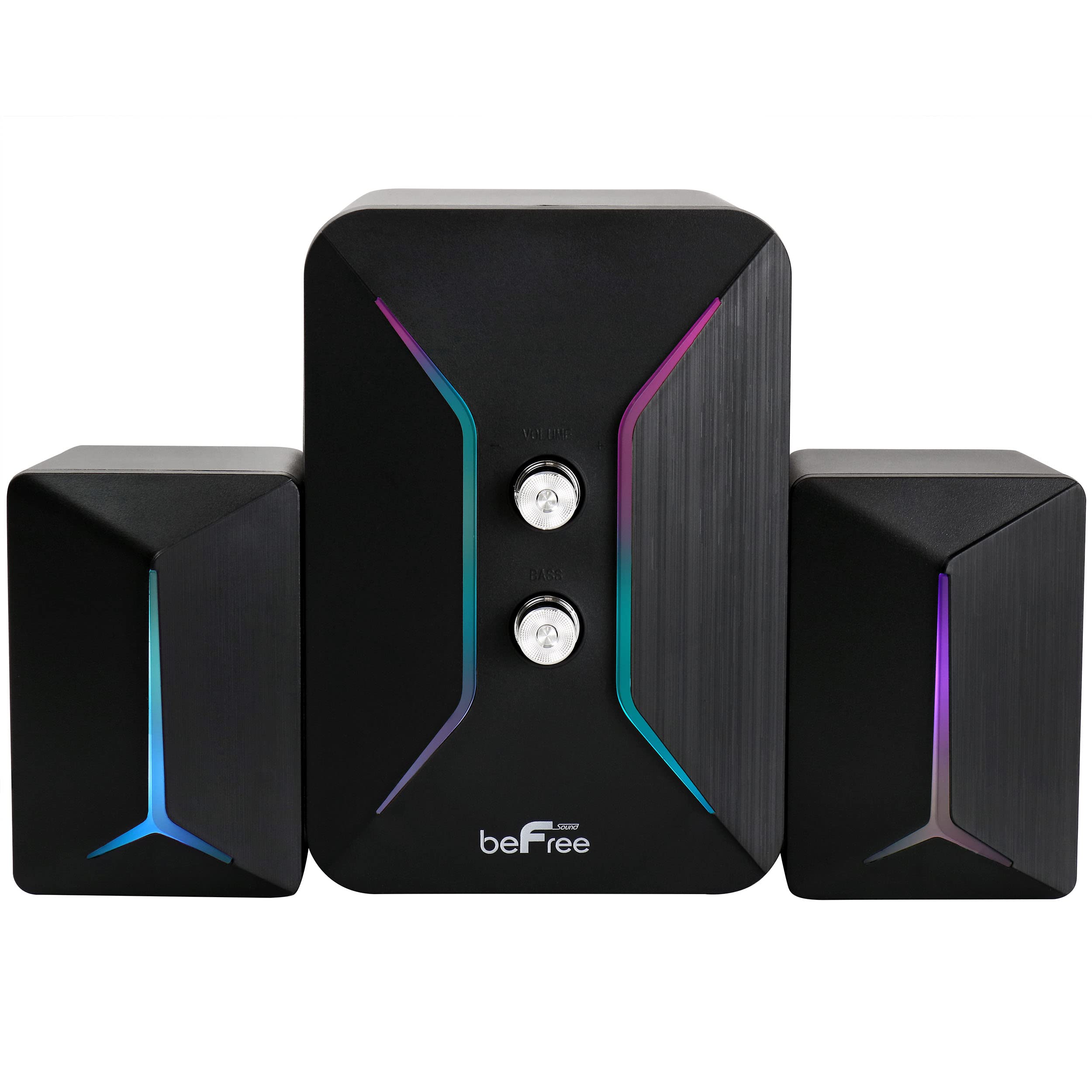 Befree Sound Computer Gaming 2.1 Speaker System With Color Led Lights, Black