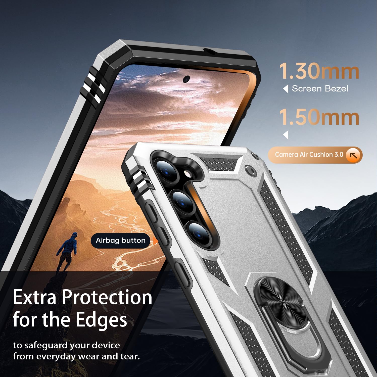 Ikazz For Galaxy S23 Plus Case,Military Grade Shockproof Heavy Duty Protective Phone Cover Pass 16Ft Drop Test With Magnetic Kic