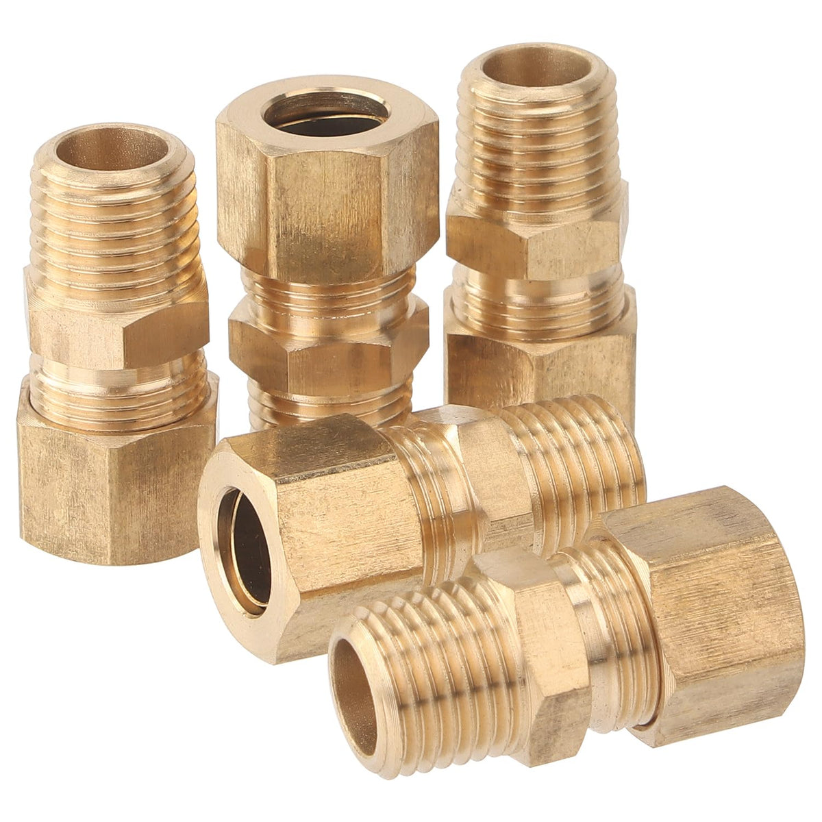 Ltwfitting Brass 3/8-Inch Od X 1/4-Inch Male Npt Compression Connector Fitting(Pack Of 5)