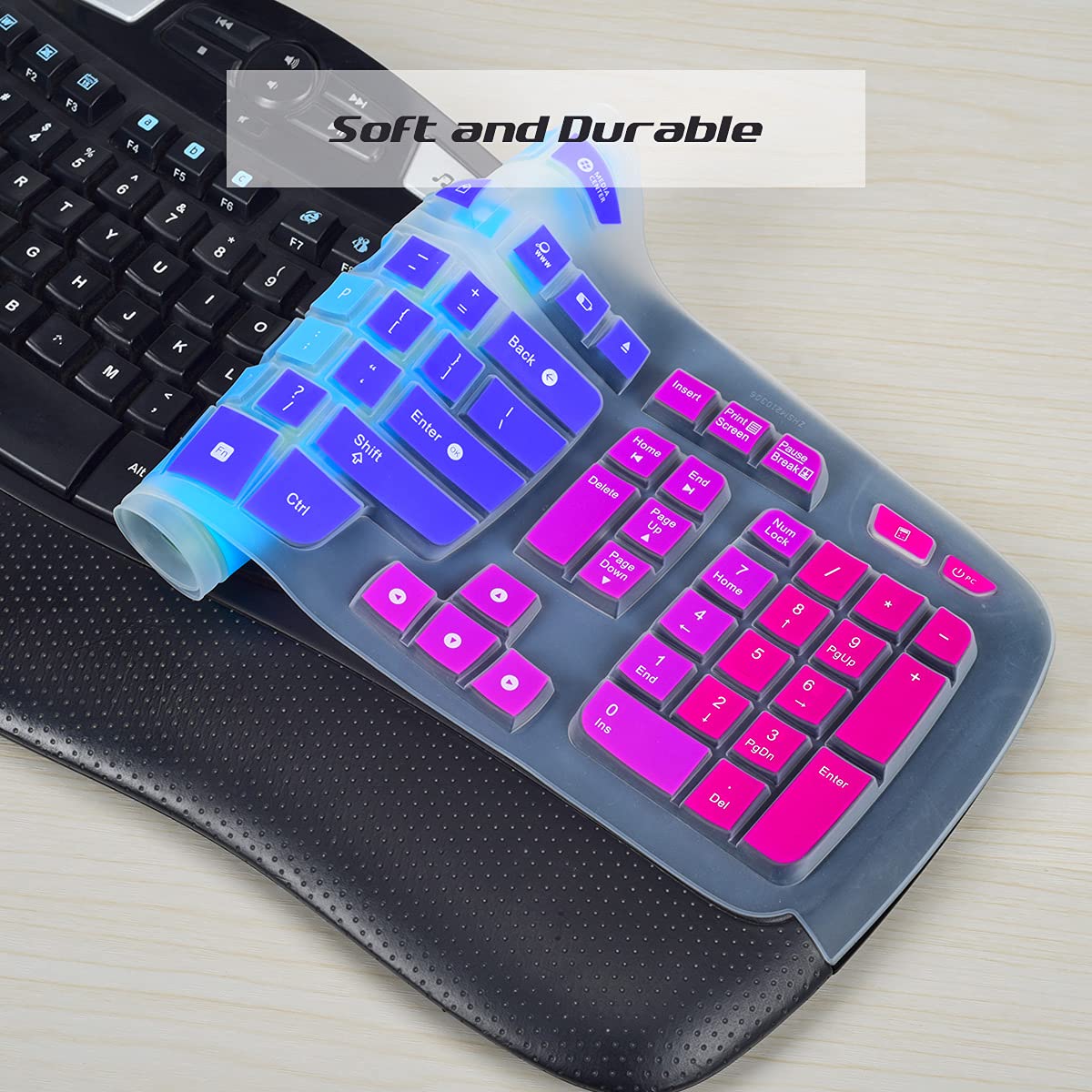 Silicone Keyboard Cover For Logitech K350 Mk550 Mk570 Wireless Wave Keyboard, Logitech K350 Mk550 Keyboard Skin Protector, Rainb