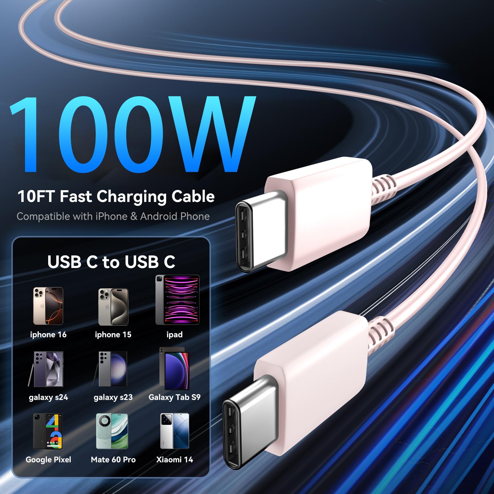Phone 16 Pro Max Charger Fast Charging, 45W Super Fast Usb C Charger Block With 10Ft Long Charging Cord Cable For Phone 16 Pro M