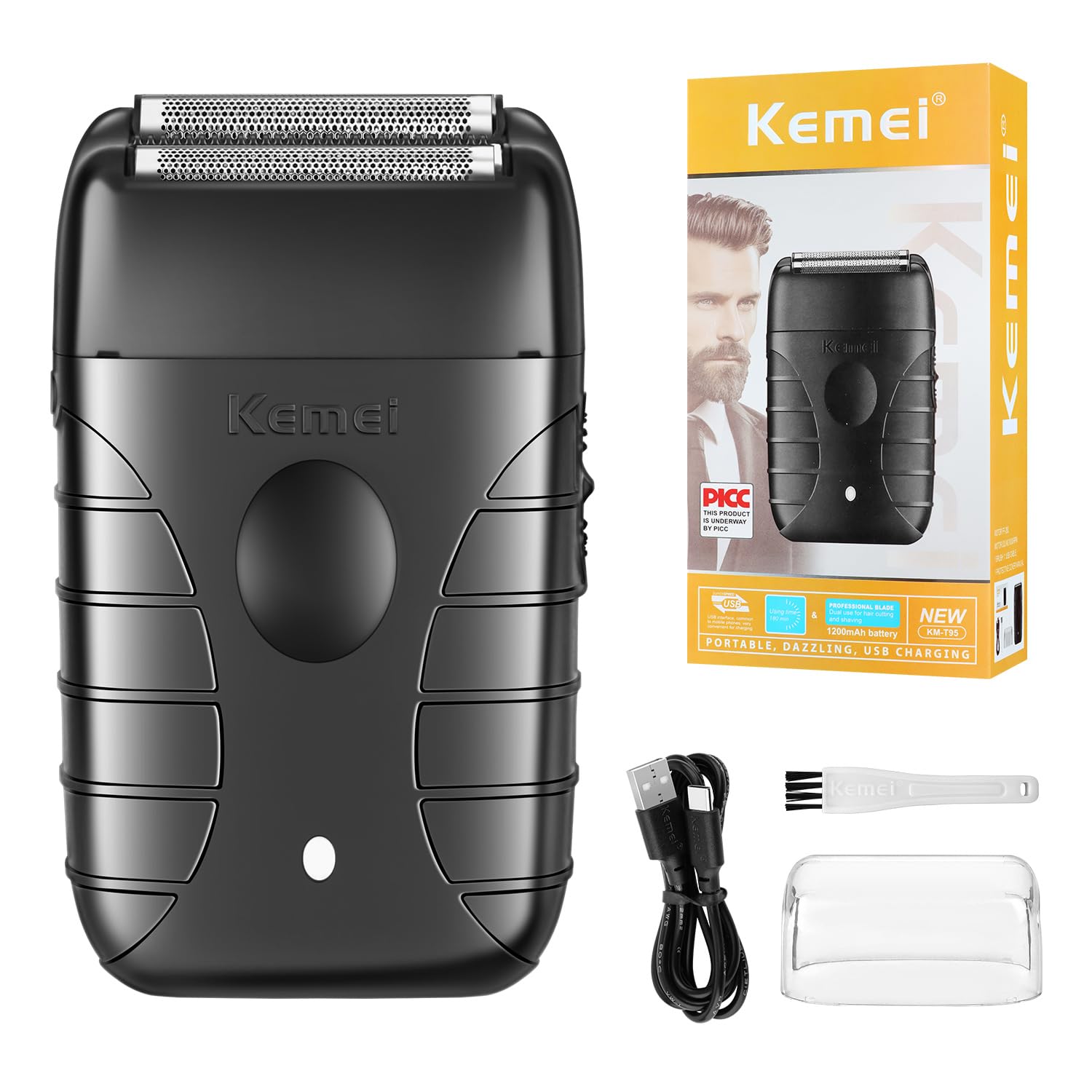 Kemei Professional Electric Foil Shaver For Men, Beard Trimmer & Men'S Grooming Tool, Foil Shaving And Bald Head Precision Trimm