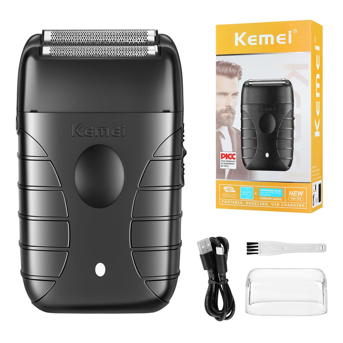 Kemei Professional Electric Foil Shaver For Men, Beard Trimmer & Men'S Grooming Tool, Foil Shaving And Bald Head Precision Trimm