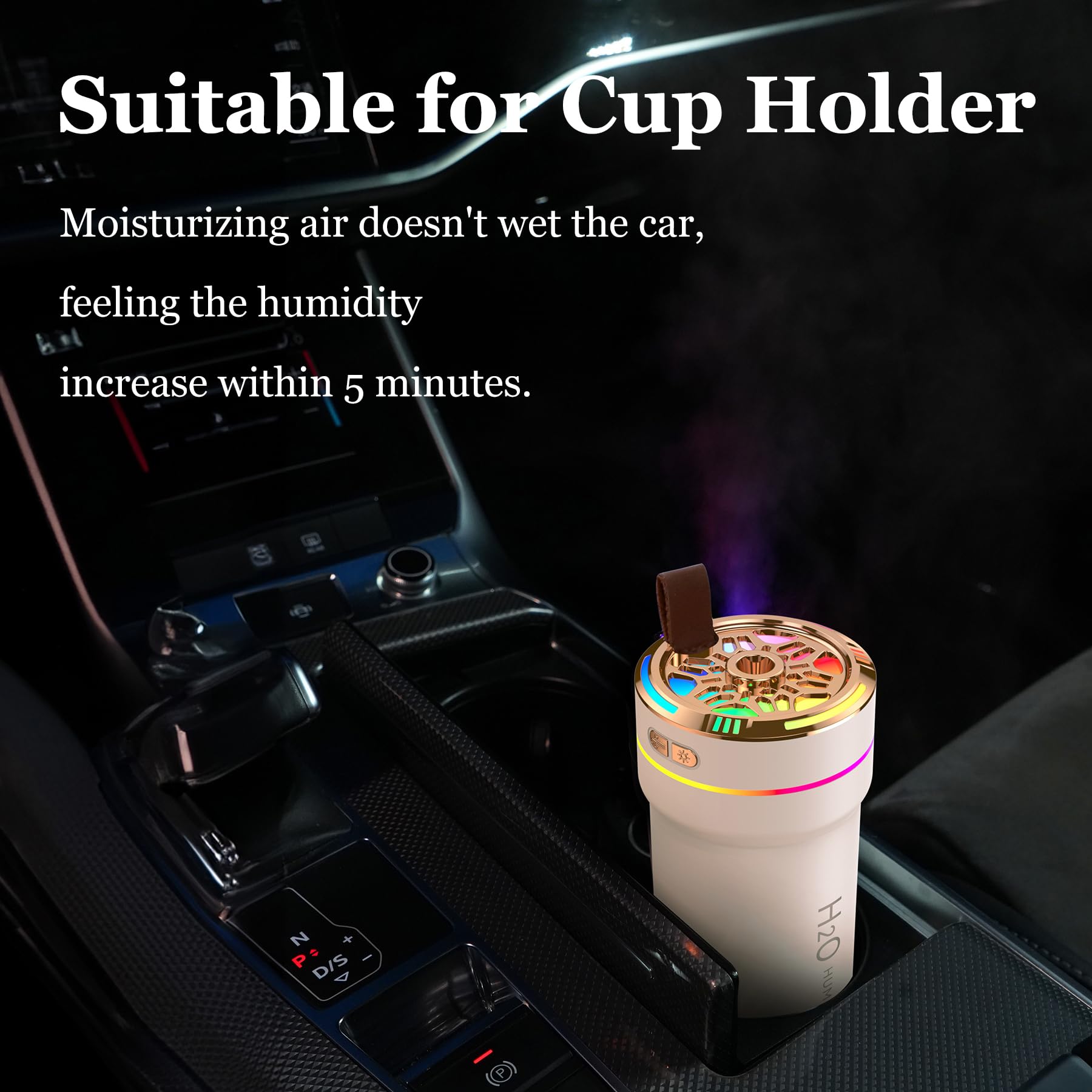 Car Diffuser Humidifier With Night Lights Portable 300Ml Usb Powered Cool Mist Auto Shut-Off Quiet Perfect For Car Home Office B