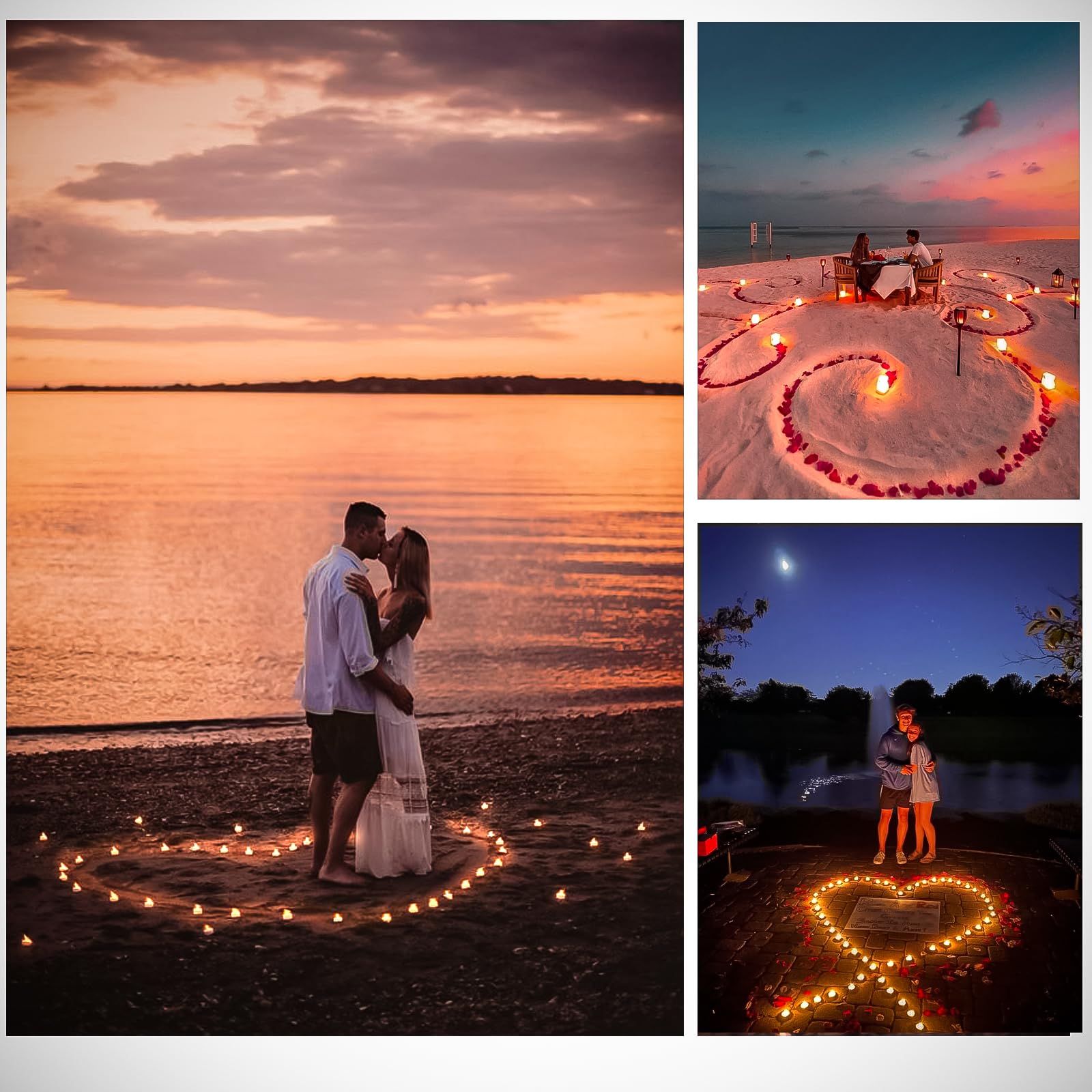 Pyrrhiax 2000 Pieces Artificial Rose Petals And 24 Pieces Led Tea Lights Candles,Romantic Night Decoration Set, Romantic Gifts F