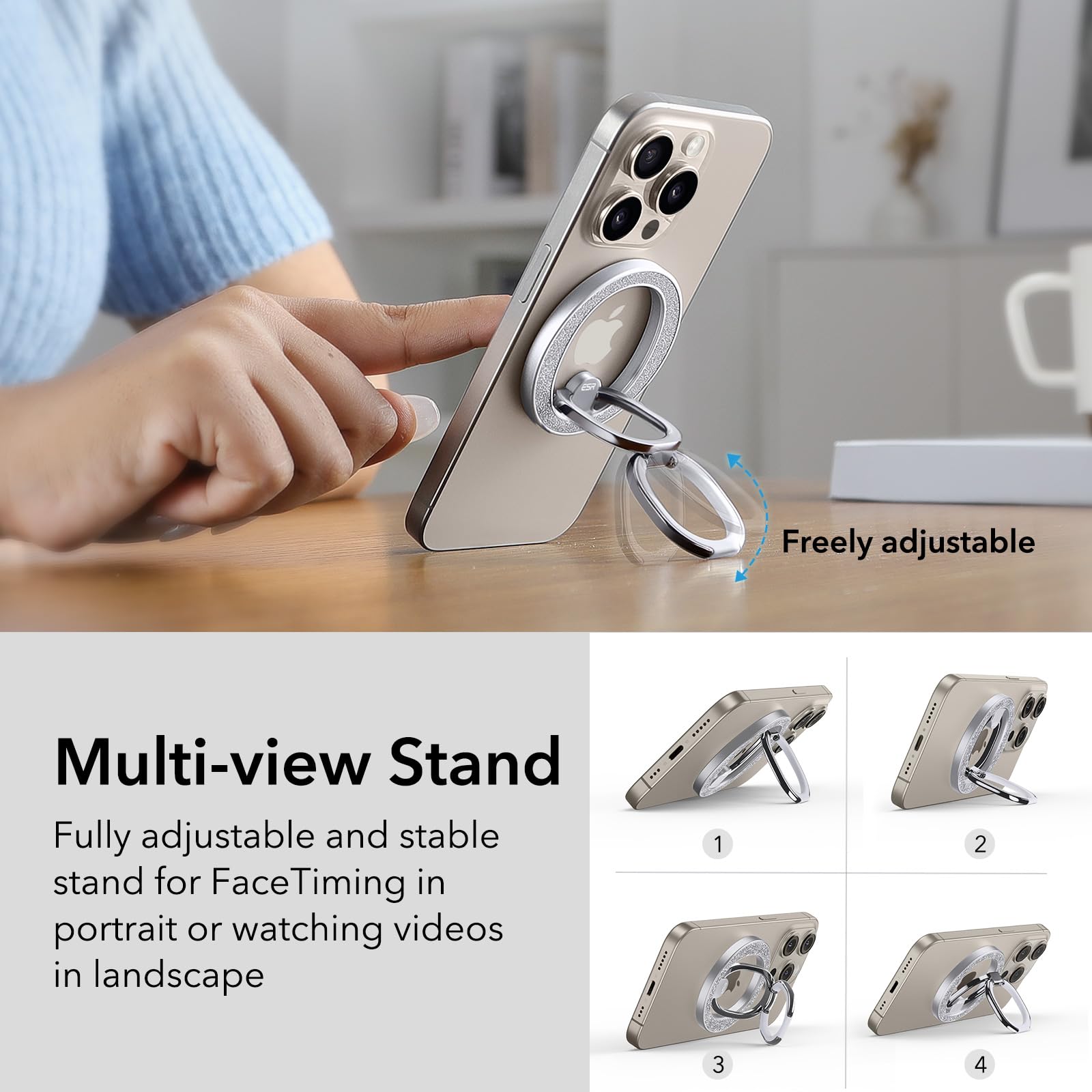Esr Magnetic Phone Ring Holder, Compatible With Magsafe Ring Holder, Magnetic Phone Grip With Adjustable Stand, Compatible With
