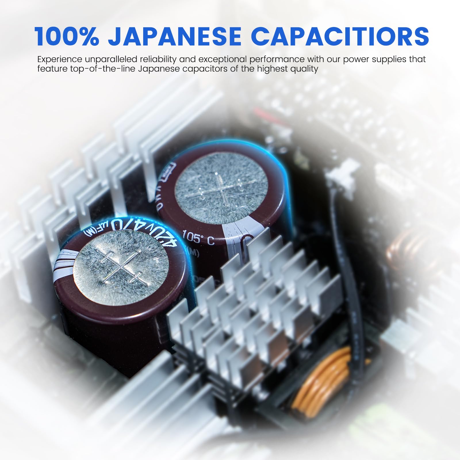 Vetroo 1000W White Power Supply Atx 3.0 Ready Dual Pcie 5.0, 80 Plus Gold Full Modular, Japanese 105C Capacitors, Eco Mode With