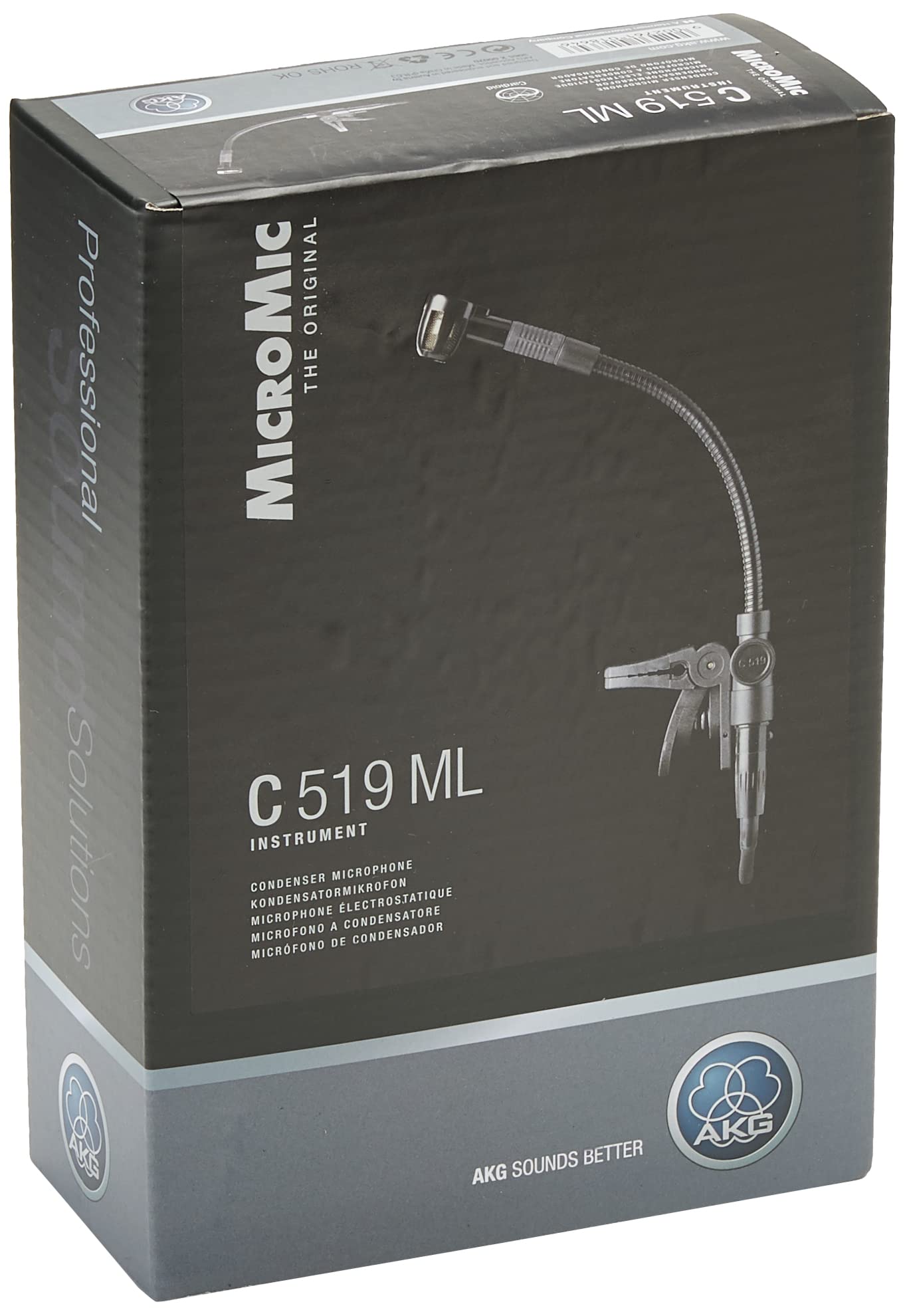 Akg Pro Audio C519 Ml Professional Miniature Clip On Condenser Microphone With Mini Xlr To Mini Xlr Cable And A400 Adapter Plate