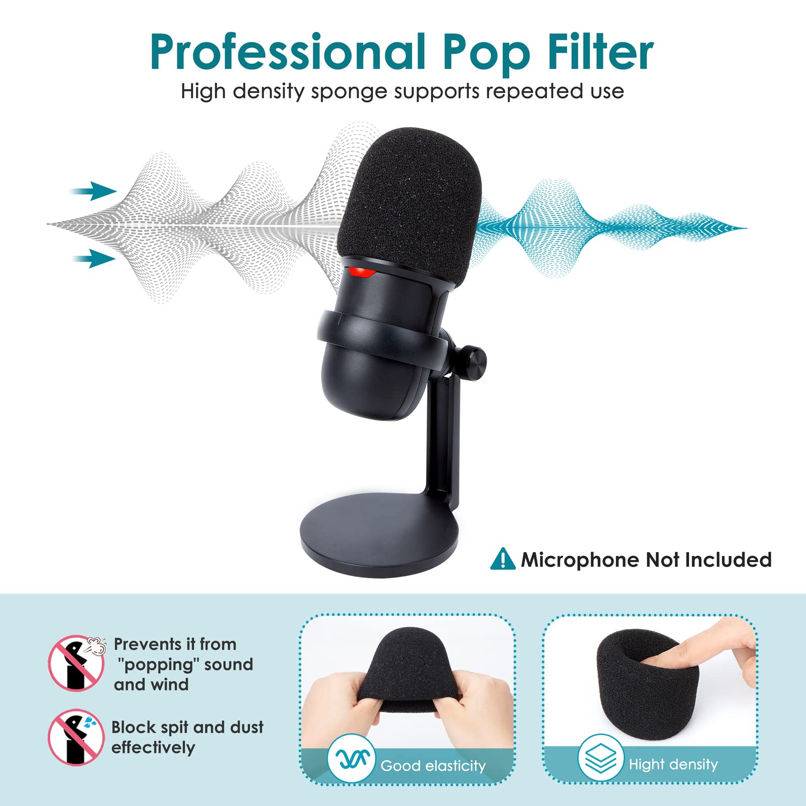 YOUSHARES SoloCast Microphone Windscreen - Professional Foam Cover for HyperX SoloCast Mic, Filters Ambient Noise and Breathing Winds