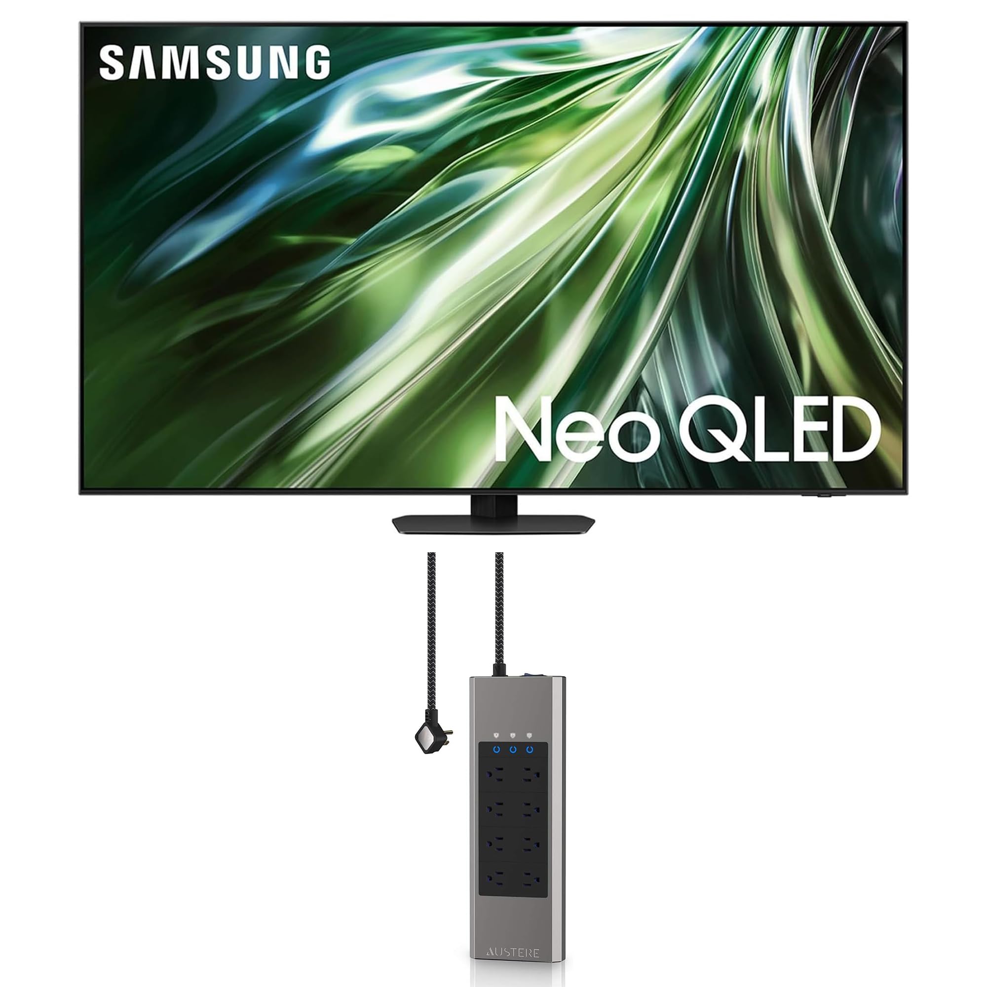 Samsung QN65QN90DAFXZA 65 Inch Neo QLED TV with 4K AI Upscaling and an Austere 7S-PS8-US1 VII-Series 8 Outlet Power w/Omniport U