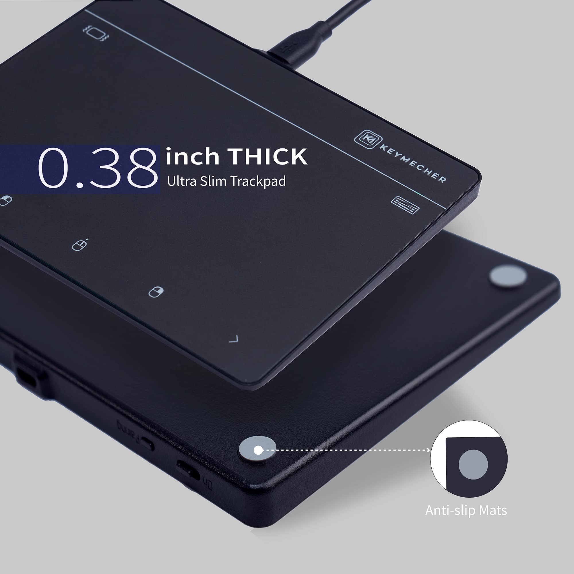 Keymecher Mano 703 Wireless Touchpad With High Precision Haptic Feedback, Bluetooth Trackpad, Multi Gesture Support For Desktop,