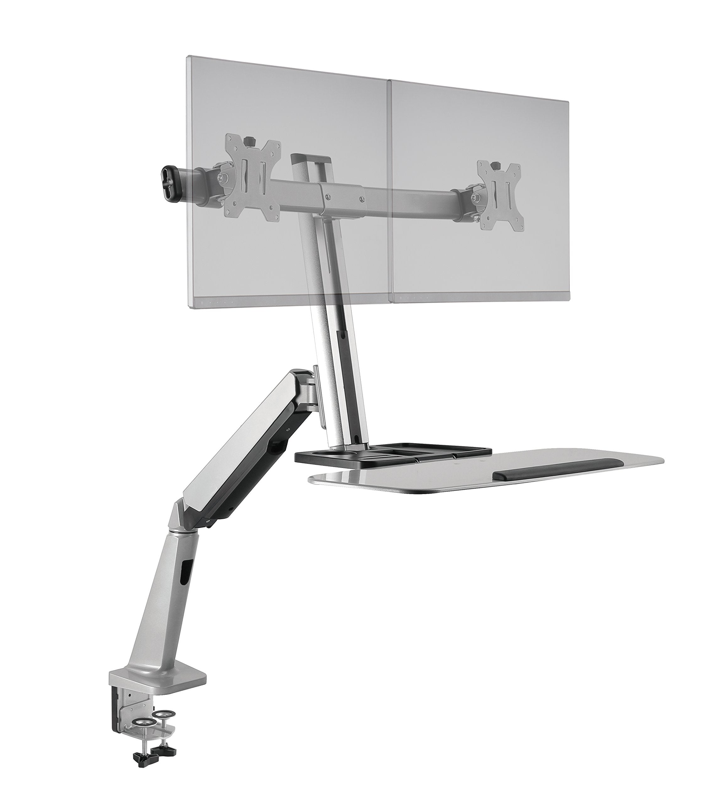 Ergotech Freedom Lift | Includes Dual Monitor Sit And Stand Workstation For Computer Monitor Screens And Clamp Mount | Full Moti