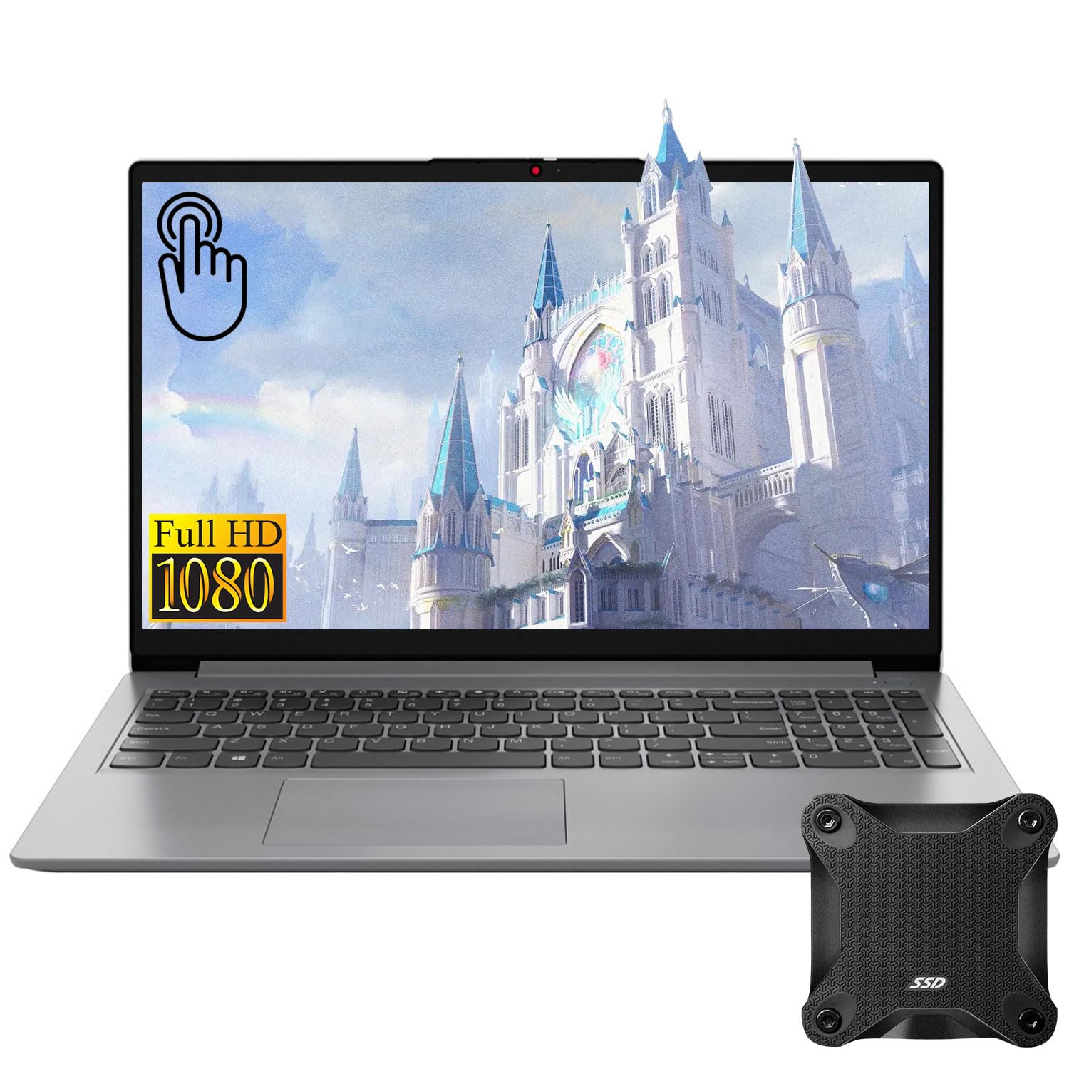 Lenovo IdeaPad 1 15.6 FHD Laptop, 15.6 FHD Touchscreen, Intel Core i3-1215U, 8GB RAM, 256GB PCIe SSD, SD Card Reader, HDMI, Wi-F