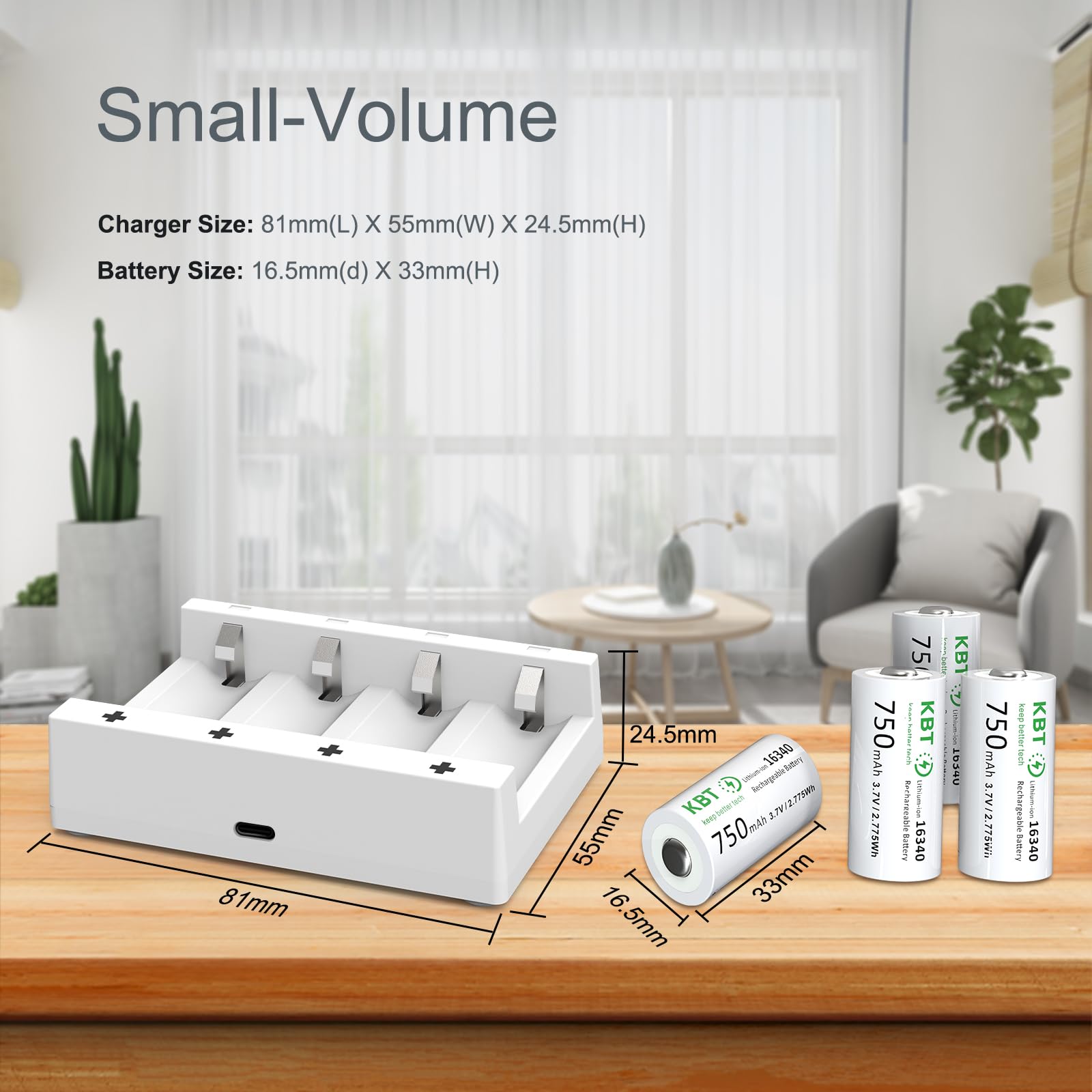 KBT KEEP BETTER TECH 123A Battery Charger with 8 Rechargeable 3.7V 750mAh Batteries for Arlo Wireless Cameras
